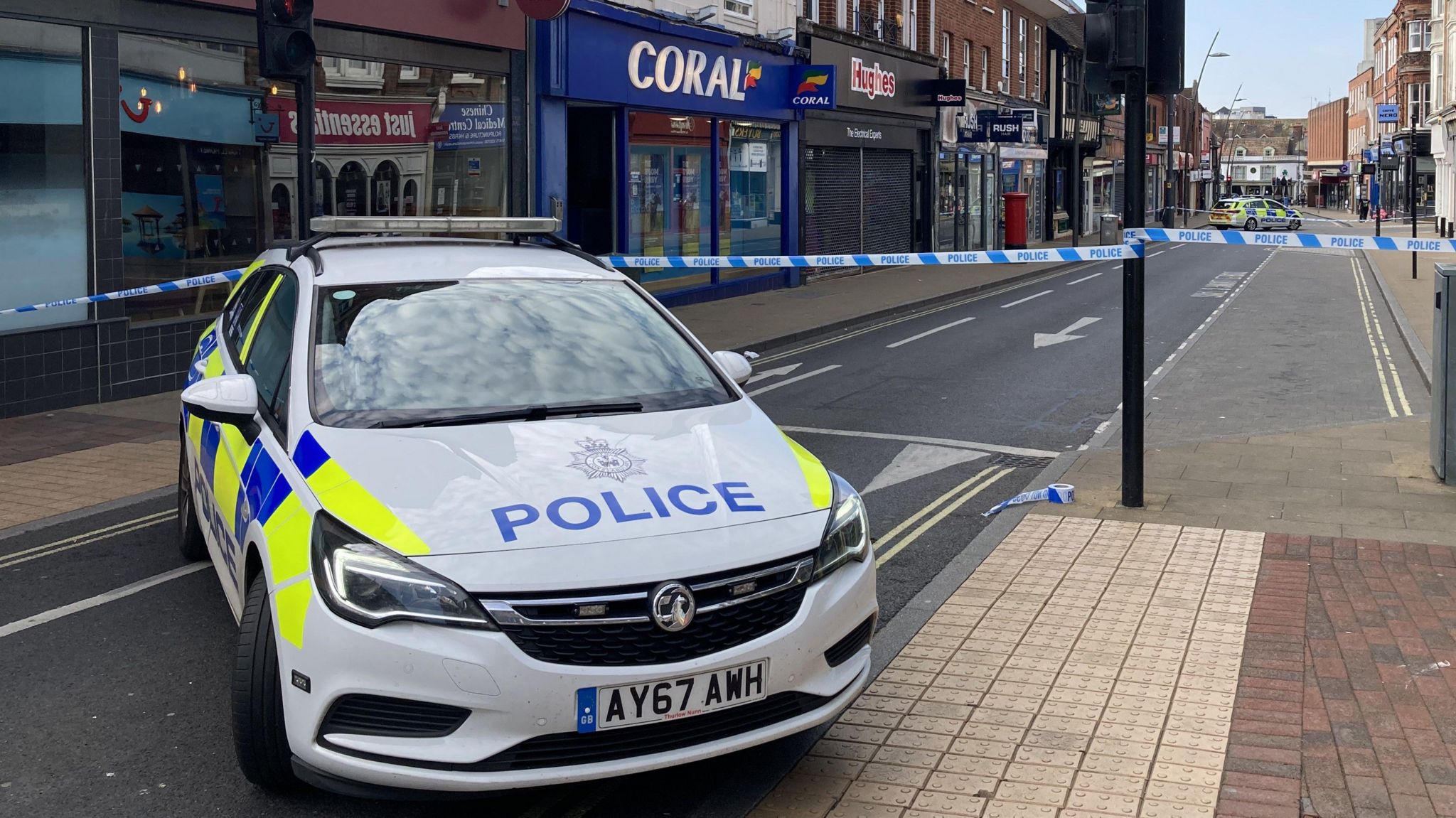 Police at the scene of a crime in Ipswich town centre