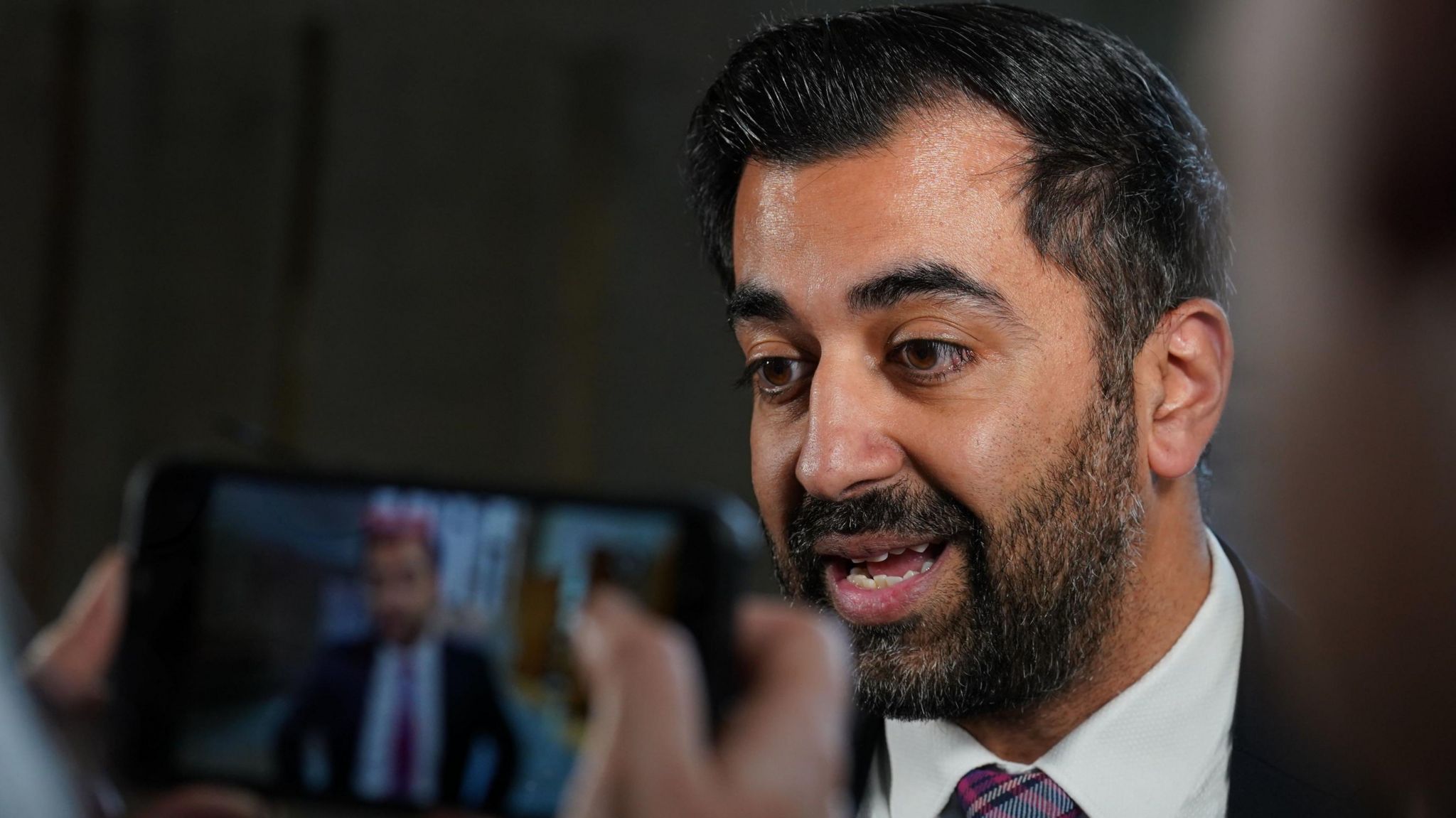 Humza Yousaf faces journalists in Holyrood
