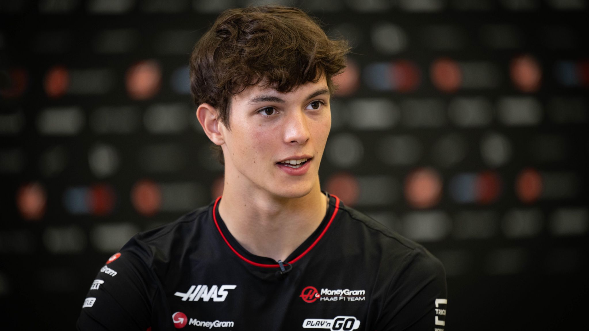Oliver Bearman speaks at his unveiling as a Haas driver for 2025