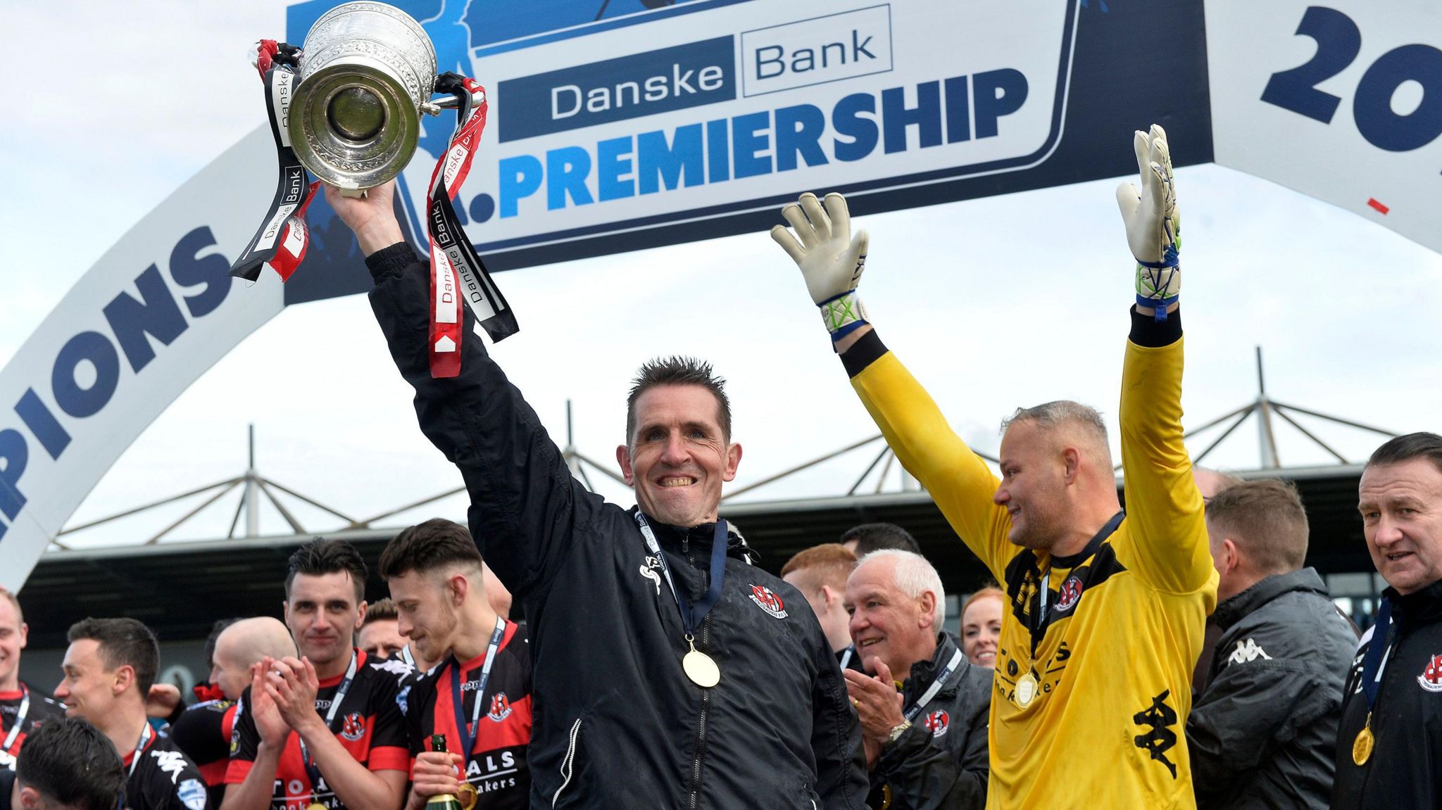 Stephen Baxter celebrates lifting the Gibson Cup