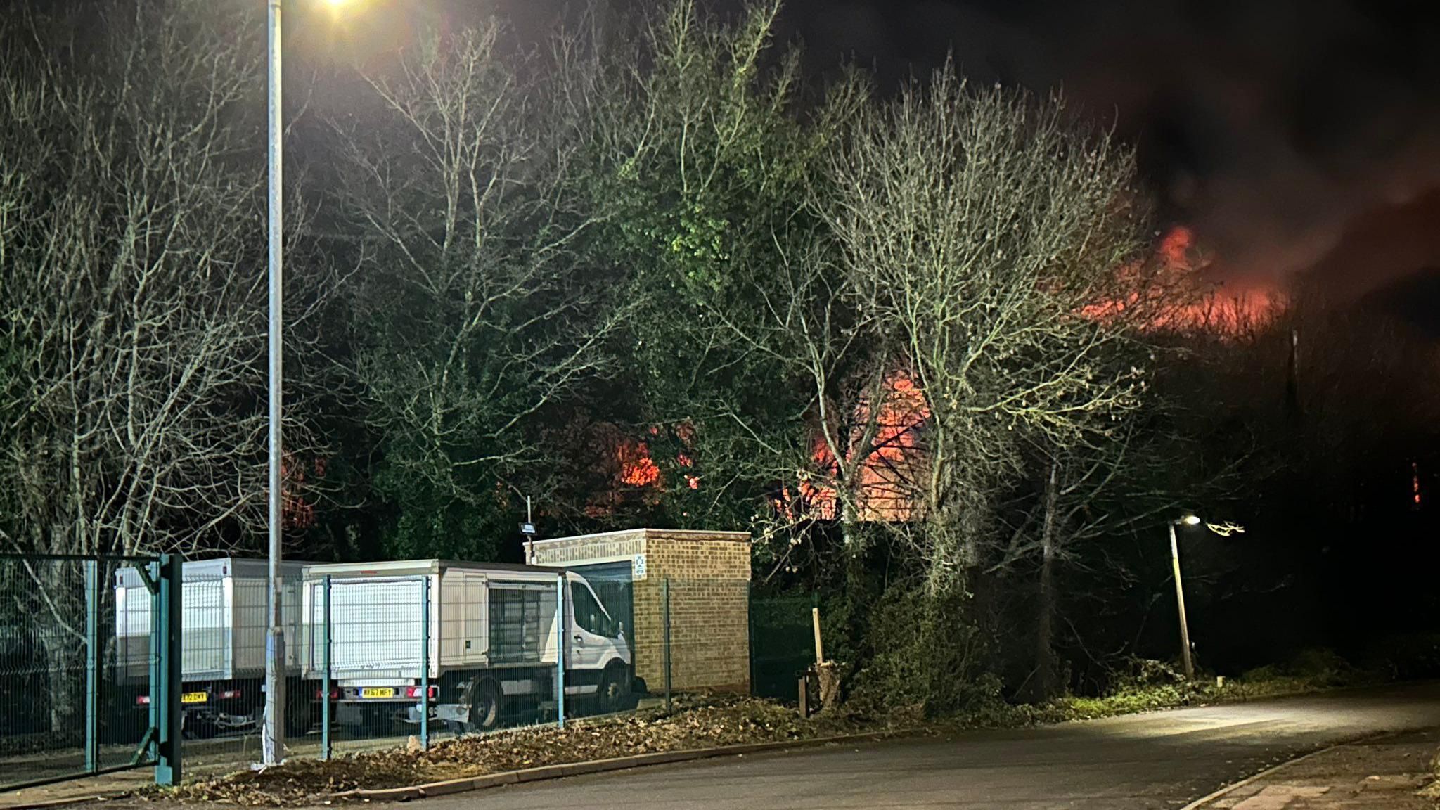 A fire at a recycling centre in Hitchin, Hertfordshire
