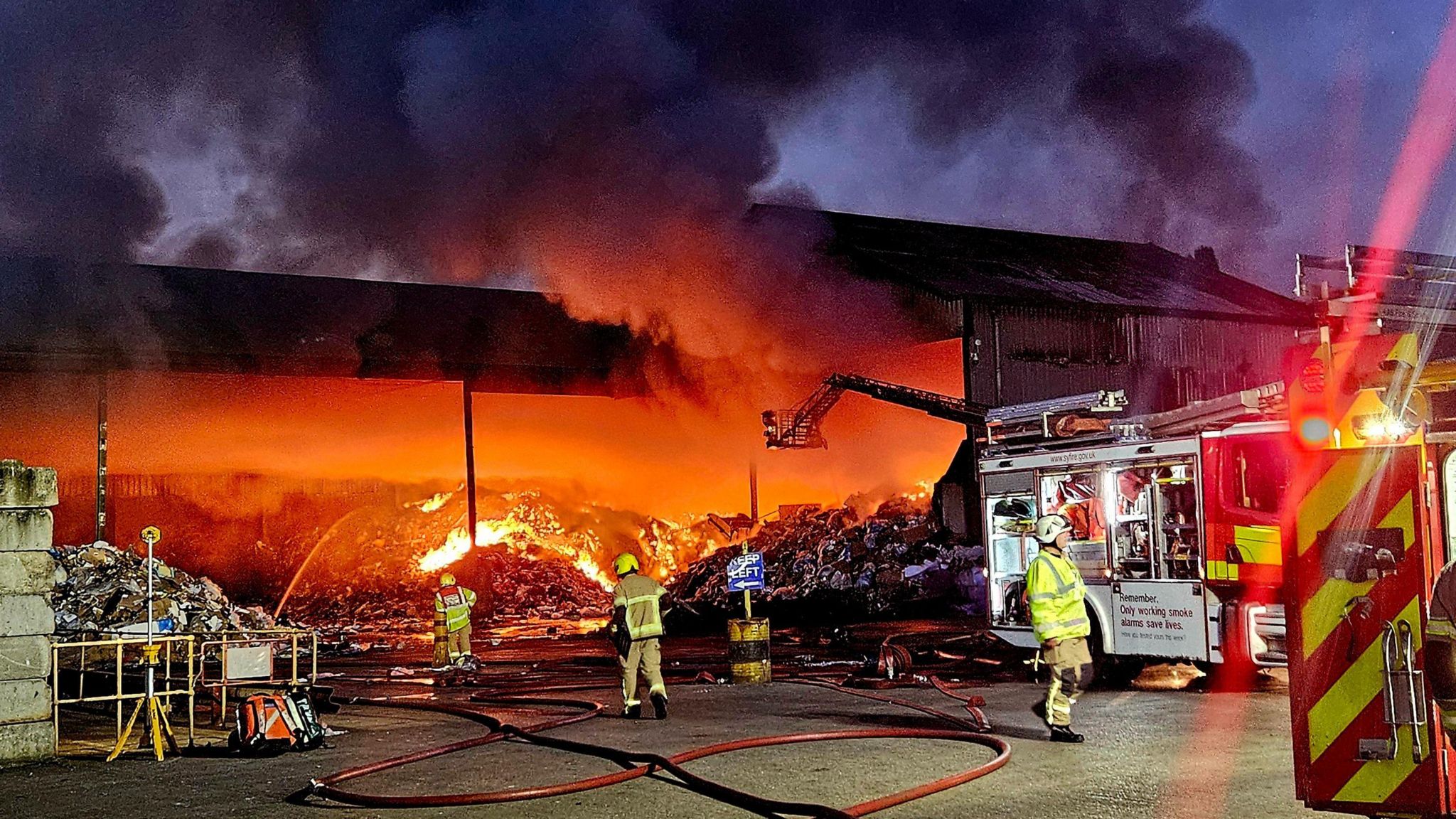 Fire crews at the site of the fire