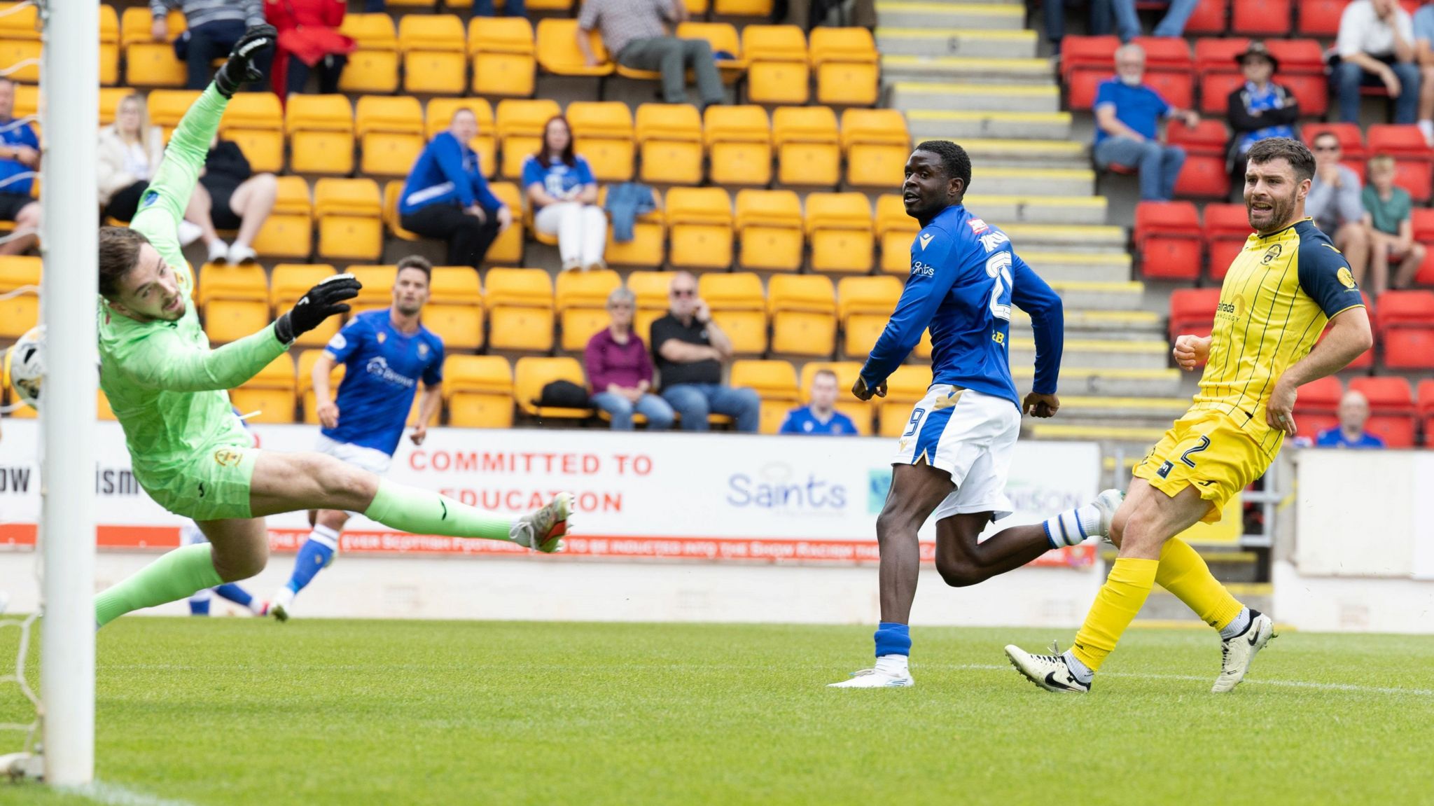 Benjamin Kimpioka scores for St Johnstone against Morton