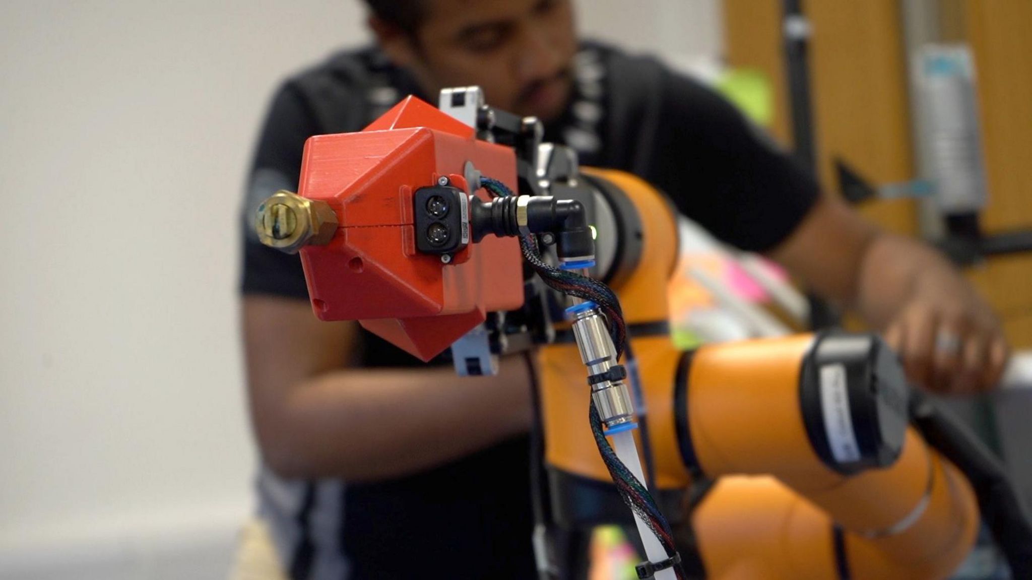 A close up of the arm of Strider, which reaches out to take readings and samples