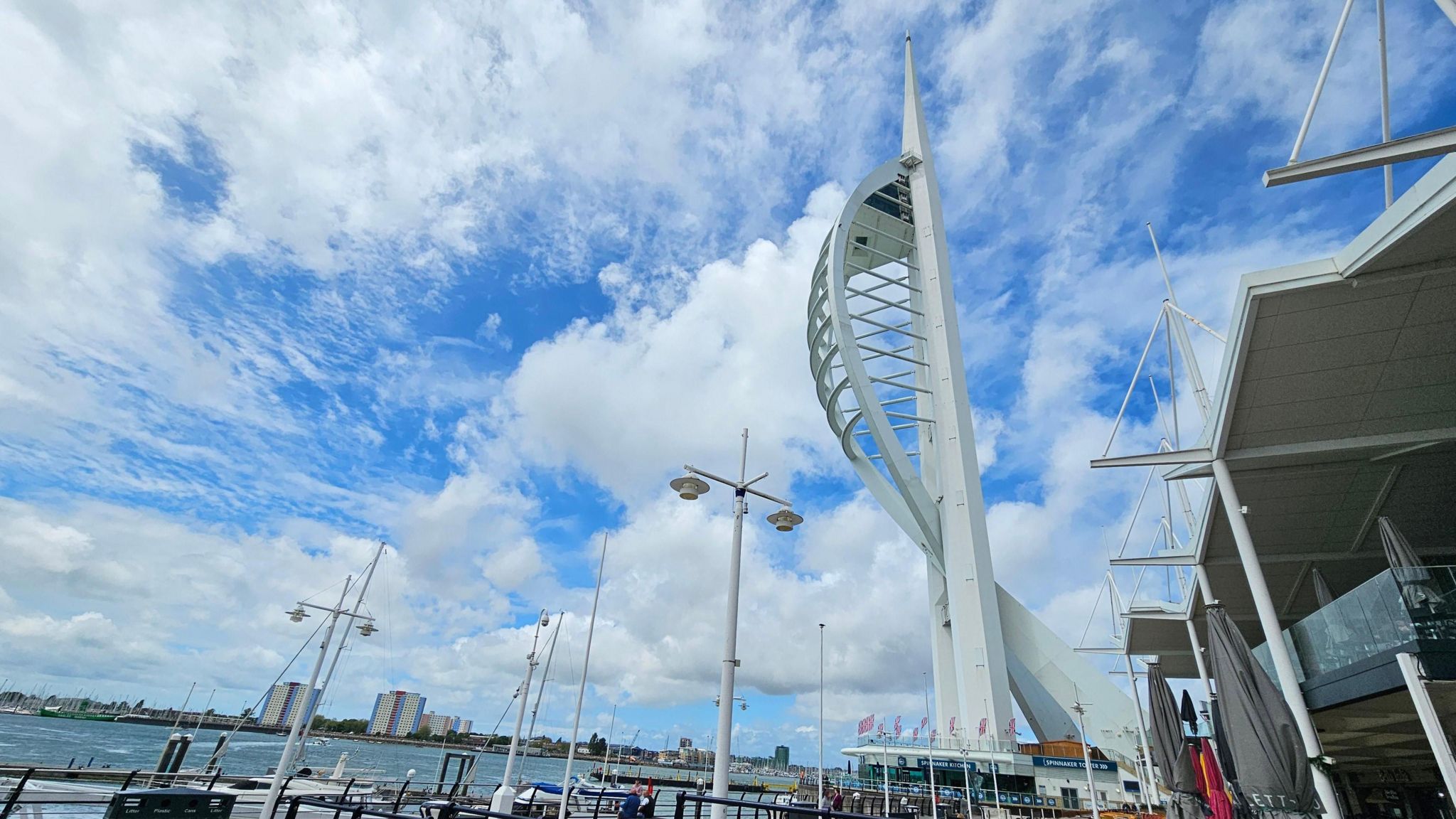 The Spinnaker Tower under sunny skies in Portsmouth
