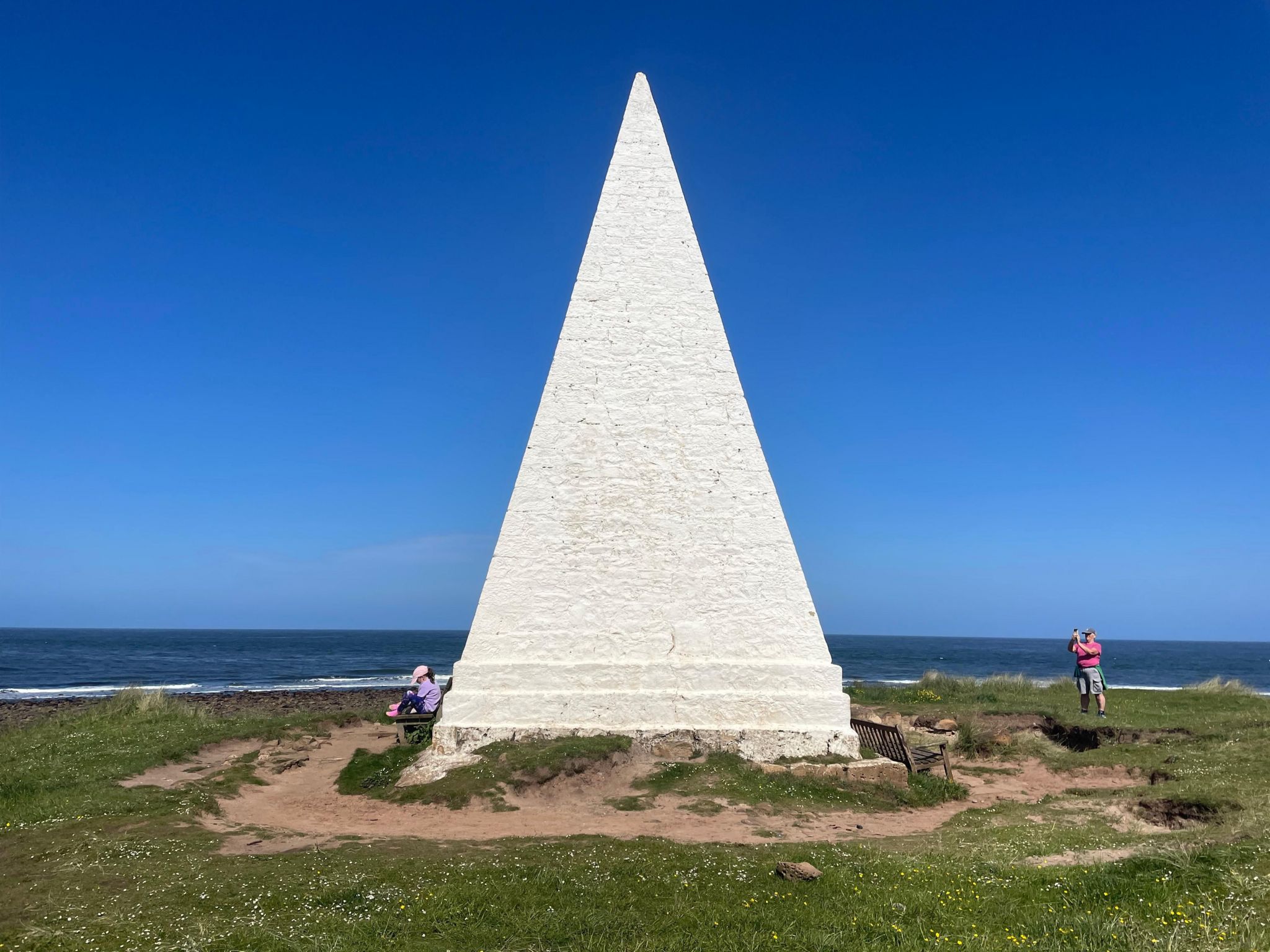 Holy Island monument in the sun