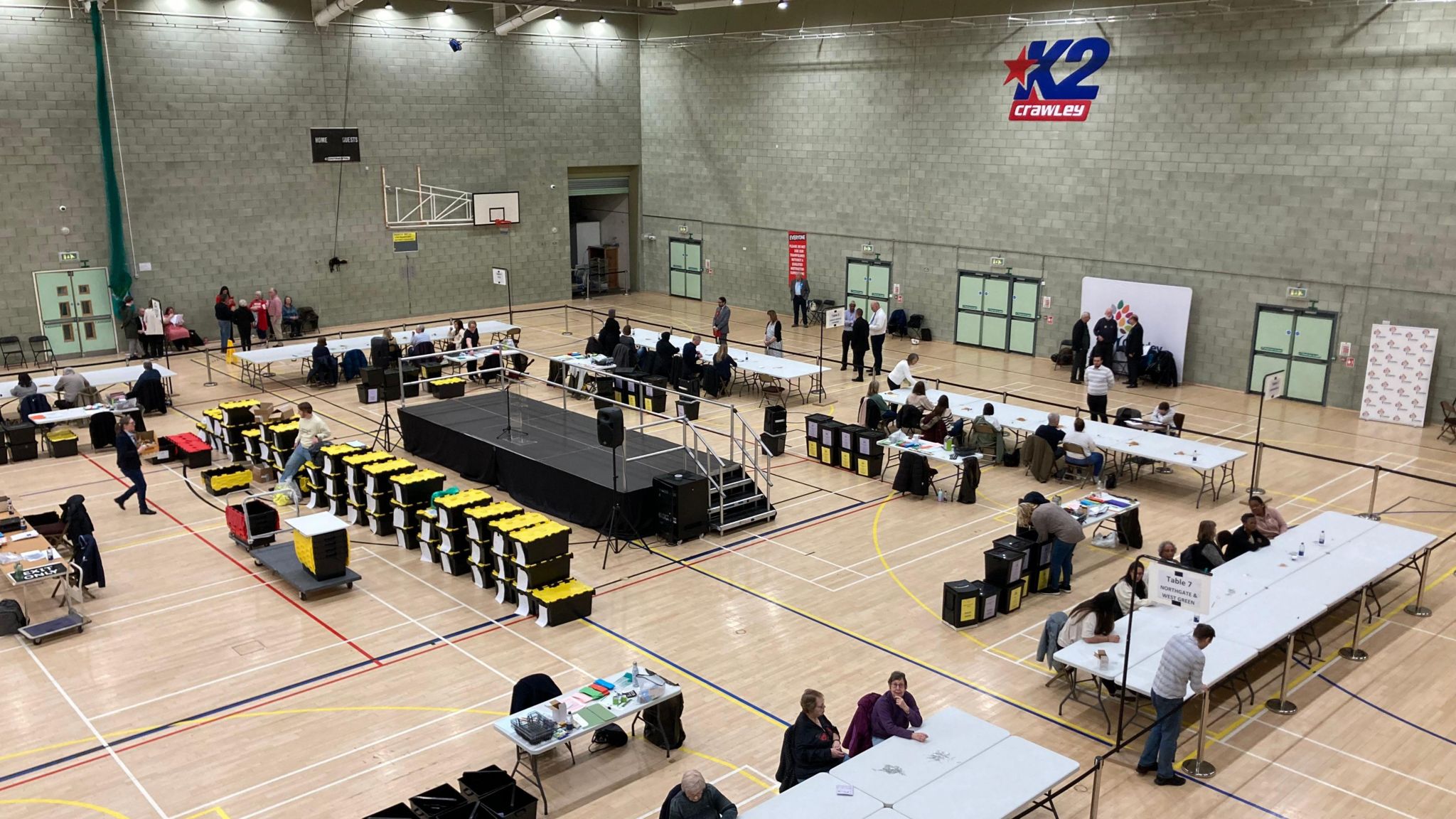 Votes being counted at the K2 leisure centre