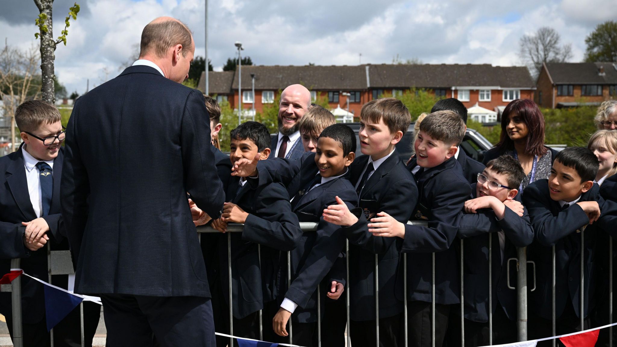 Prince William meeting a group of school pupils