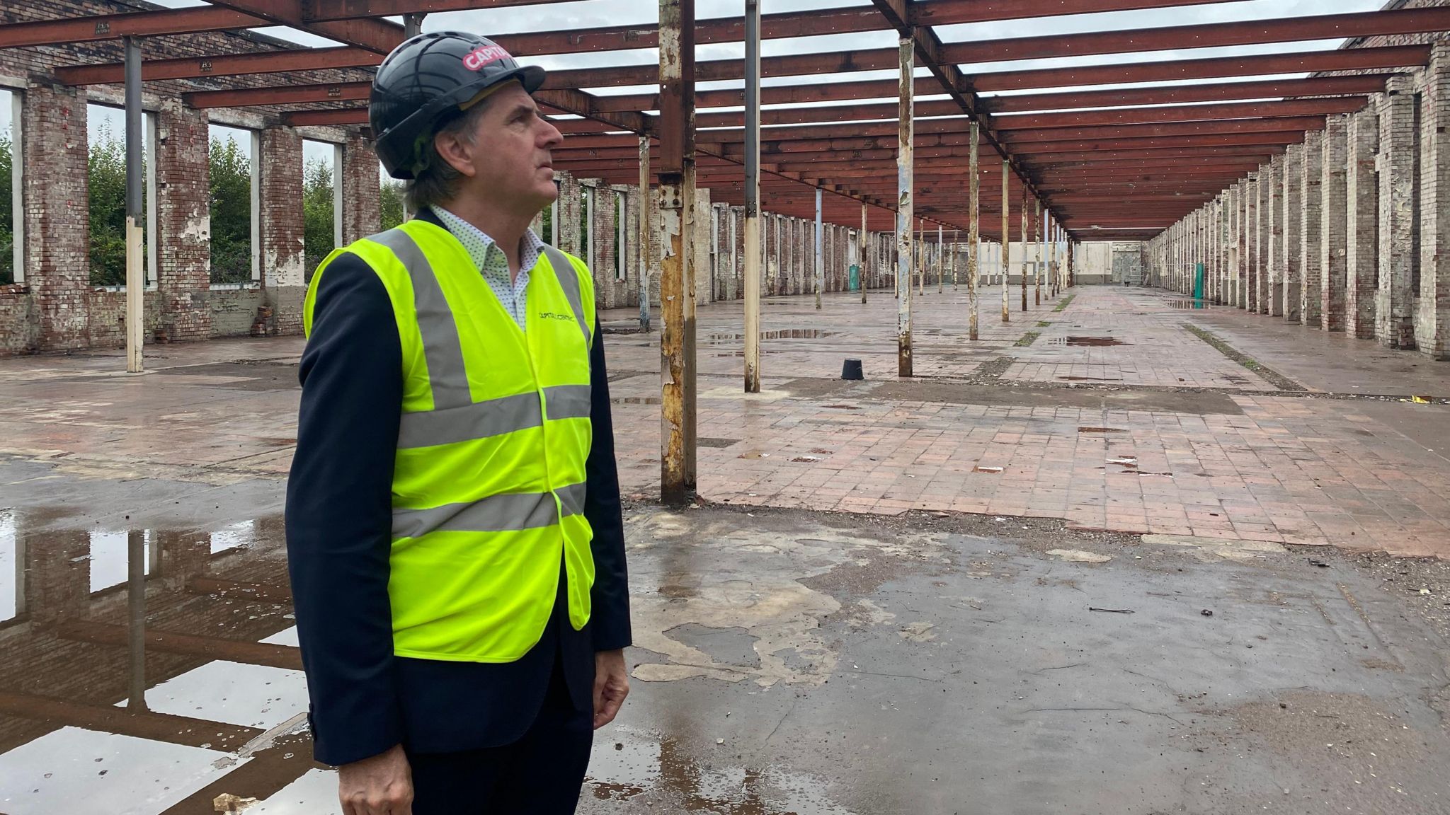 Metro Mayor Steve Rotheram inside the recently-cleared Littlewoods building