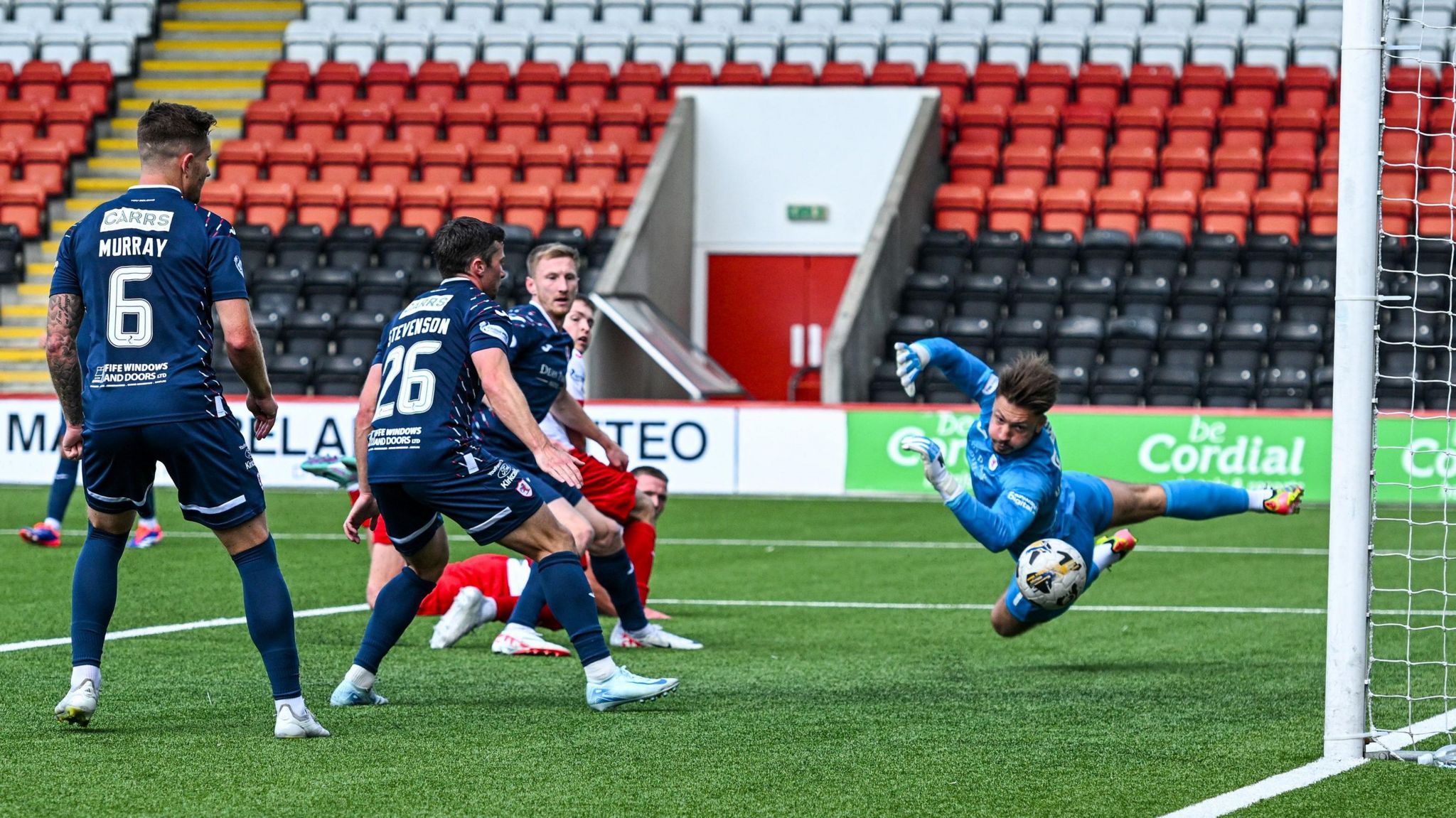 Airdrieonians' Dylan MacDonald scores