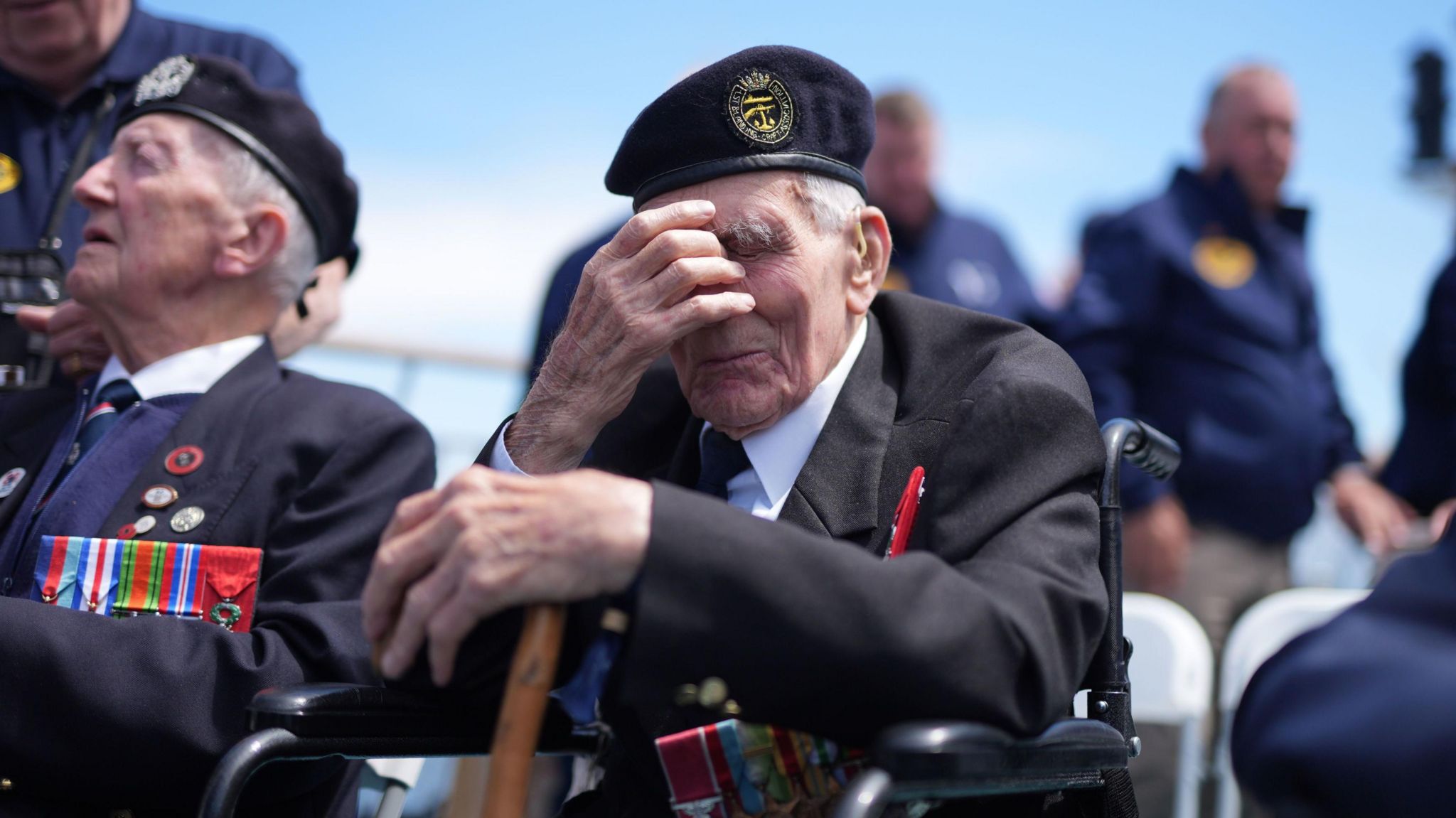 Veteran John Dennett, 99, from Liverpool, was emotional during the ceremony on board the Mont St Michel.