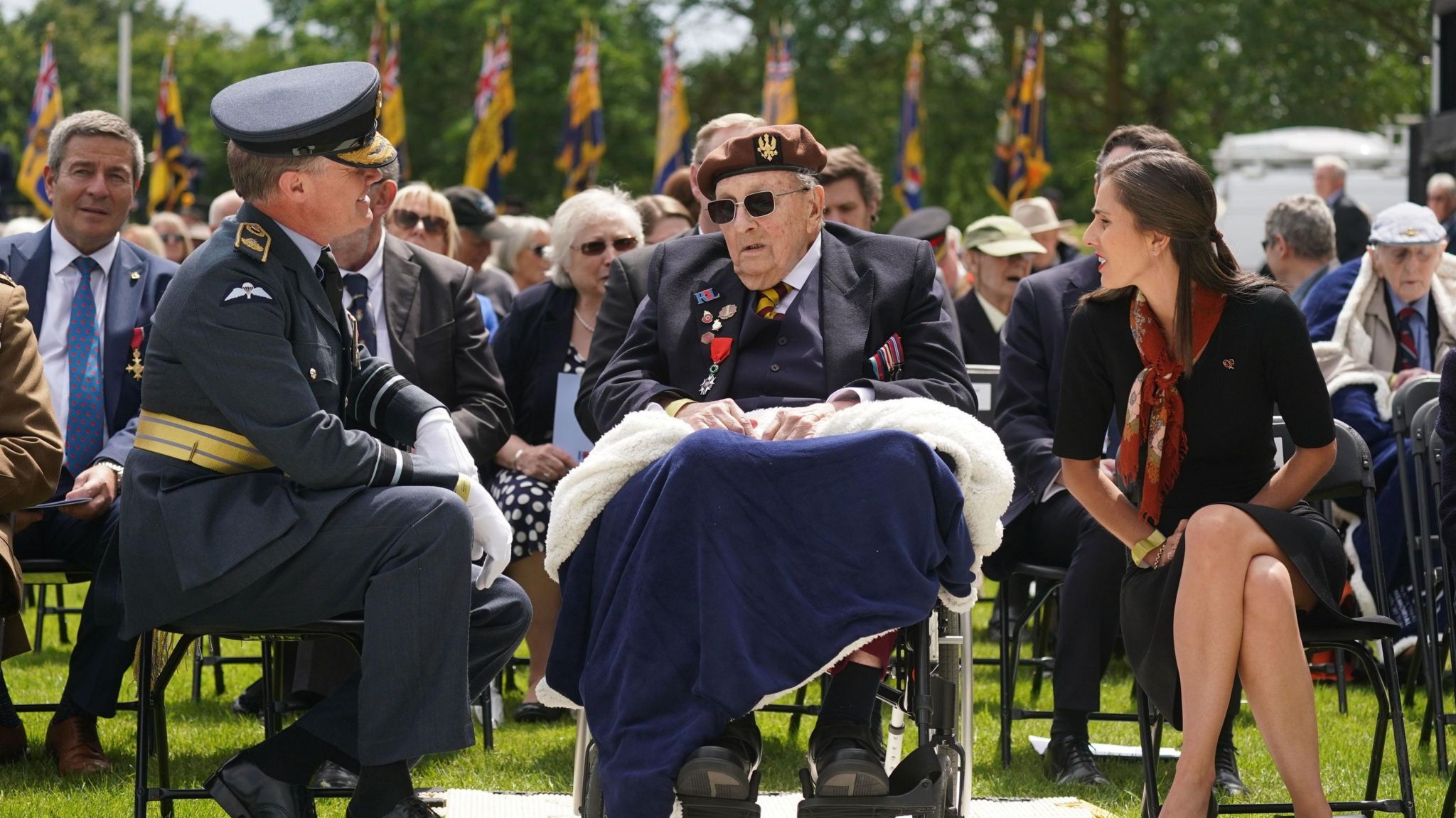 Veterans and guests during the Royal British Legion's service of remembrance at the National Memorial Arboretum in Alrewas, Staffordshire