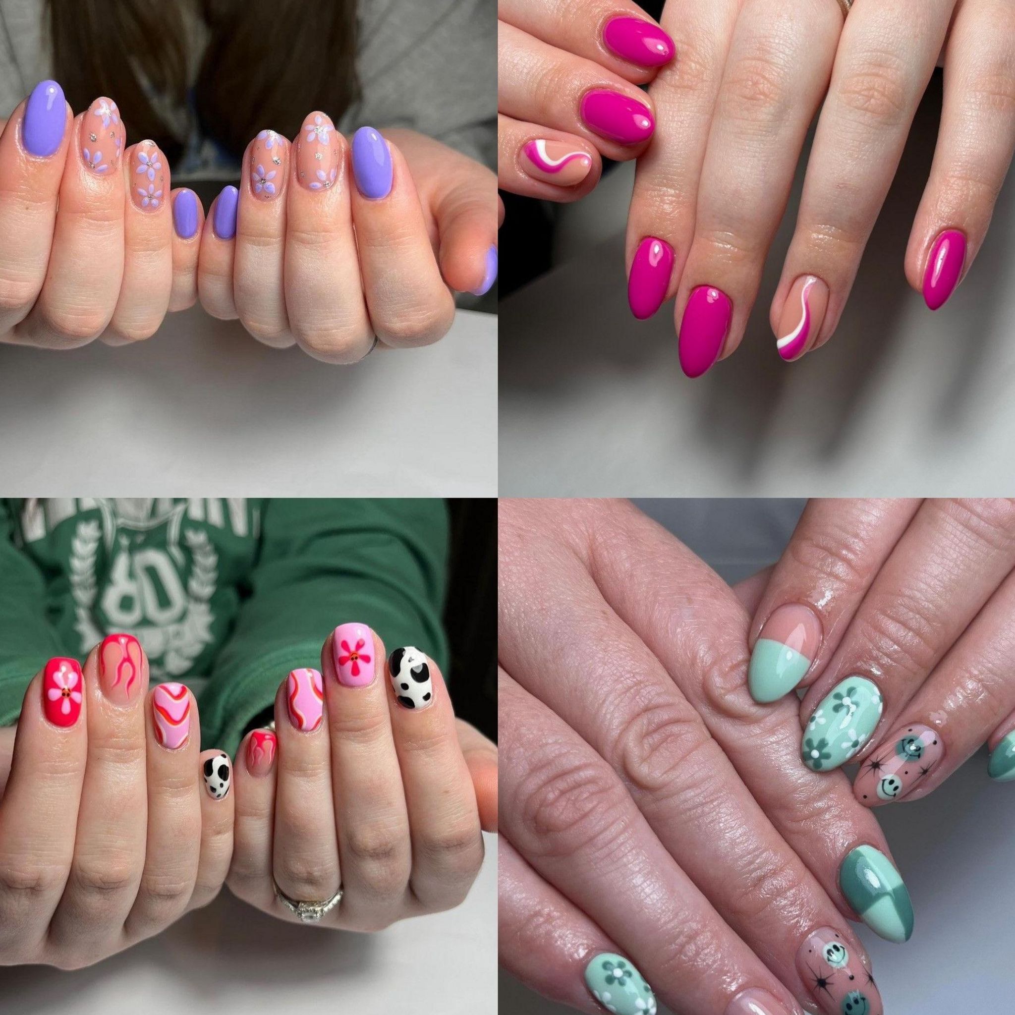 Pictures of nails with art by Ellie Jenkins 