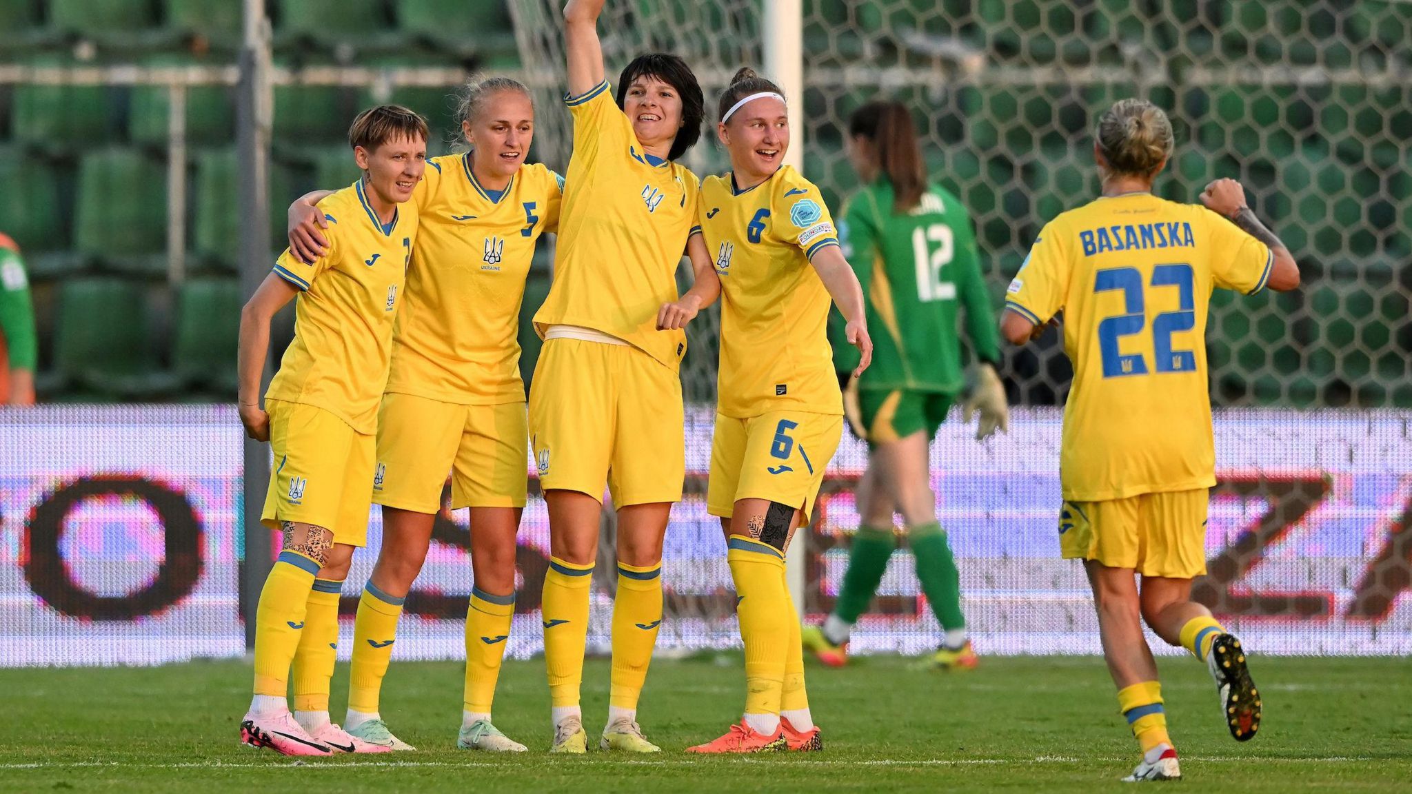 Ukraine celebrate their opening goal