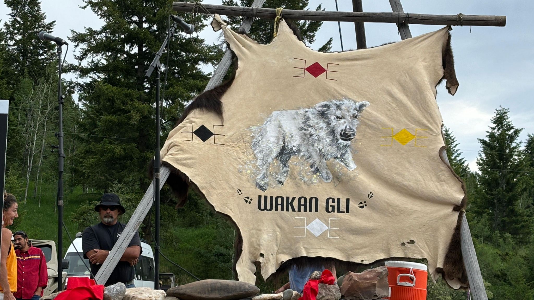 A buffalo skin with the bison's name on it