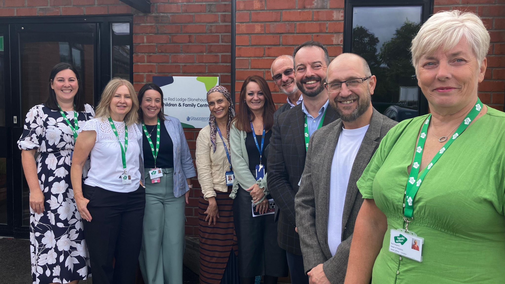 A group of people stood outside the new family support centre at The Red Lodge in Stonehouse