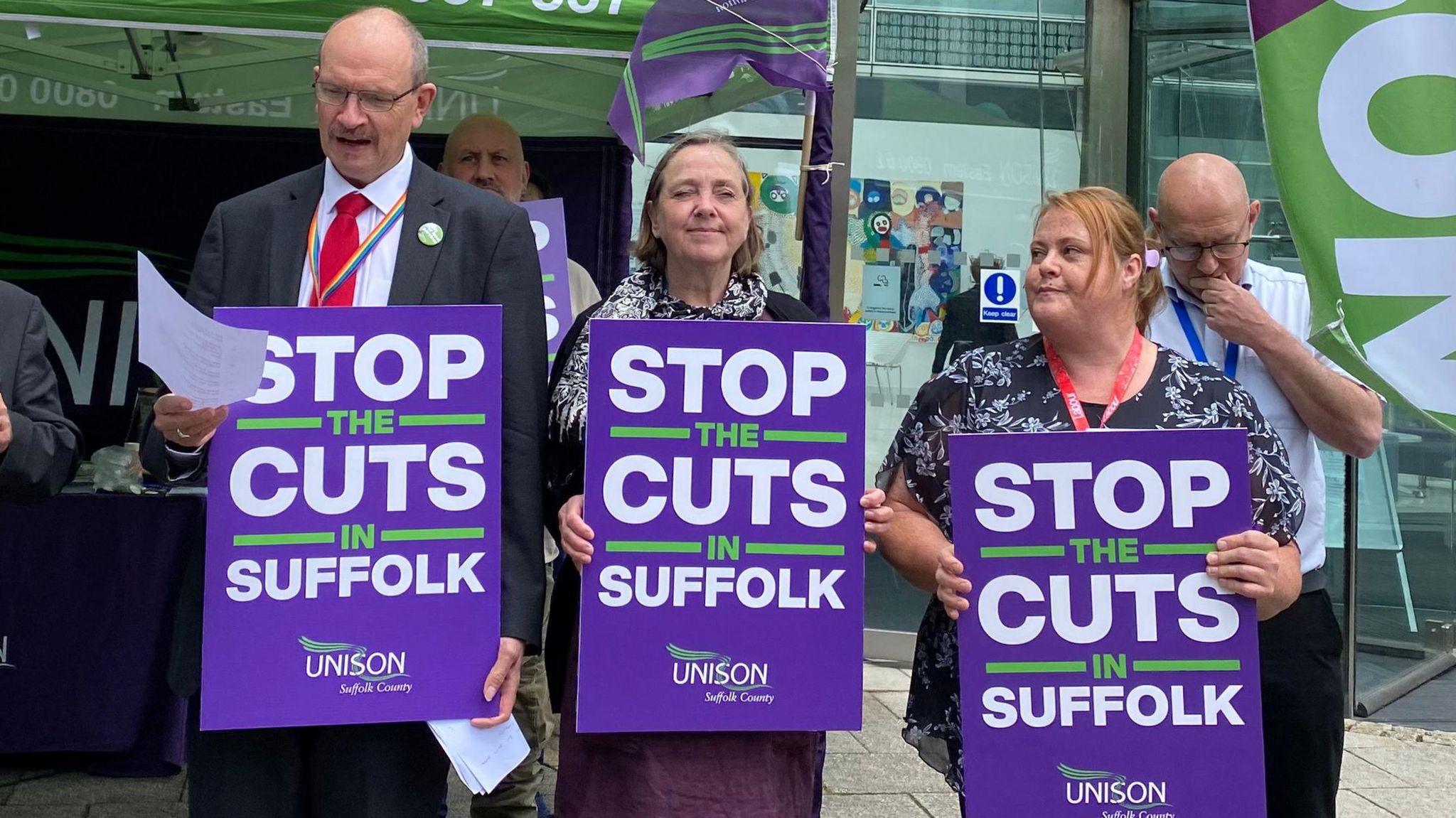 Unison members outside Suffolk County Council headquarters