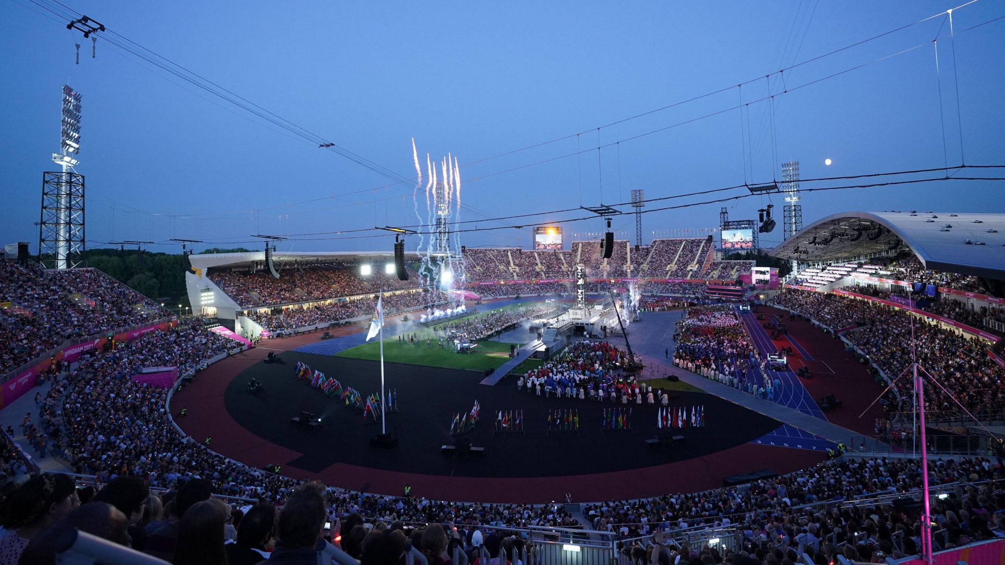 Fireworks over the Alexander Stadium during the Commonwealth Games