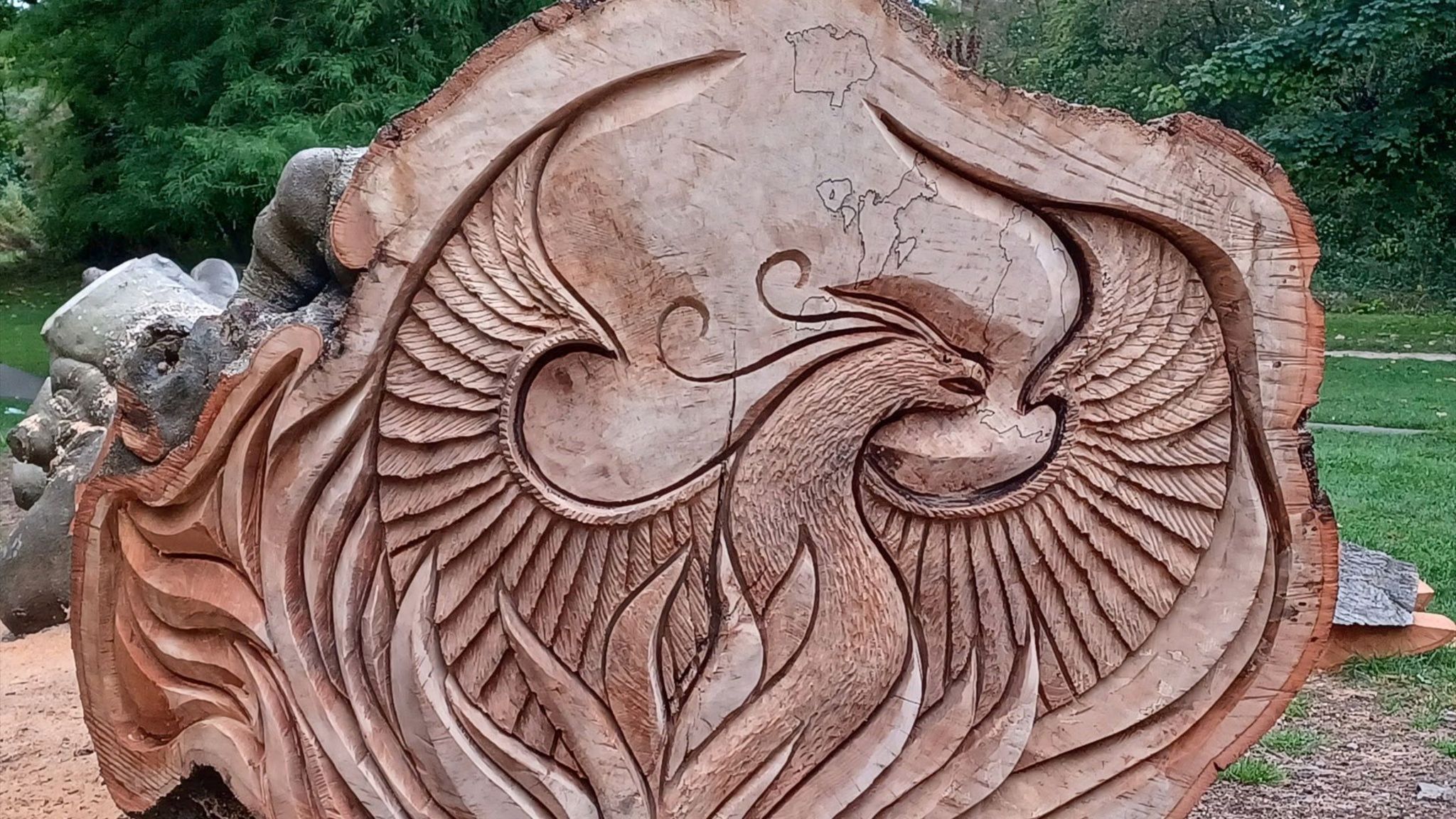 A felled beech tree has been turned into a wood sculptor in Cirencester.