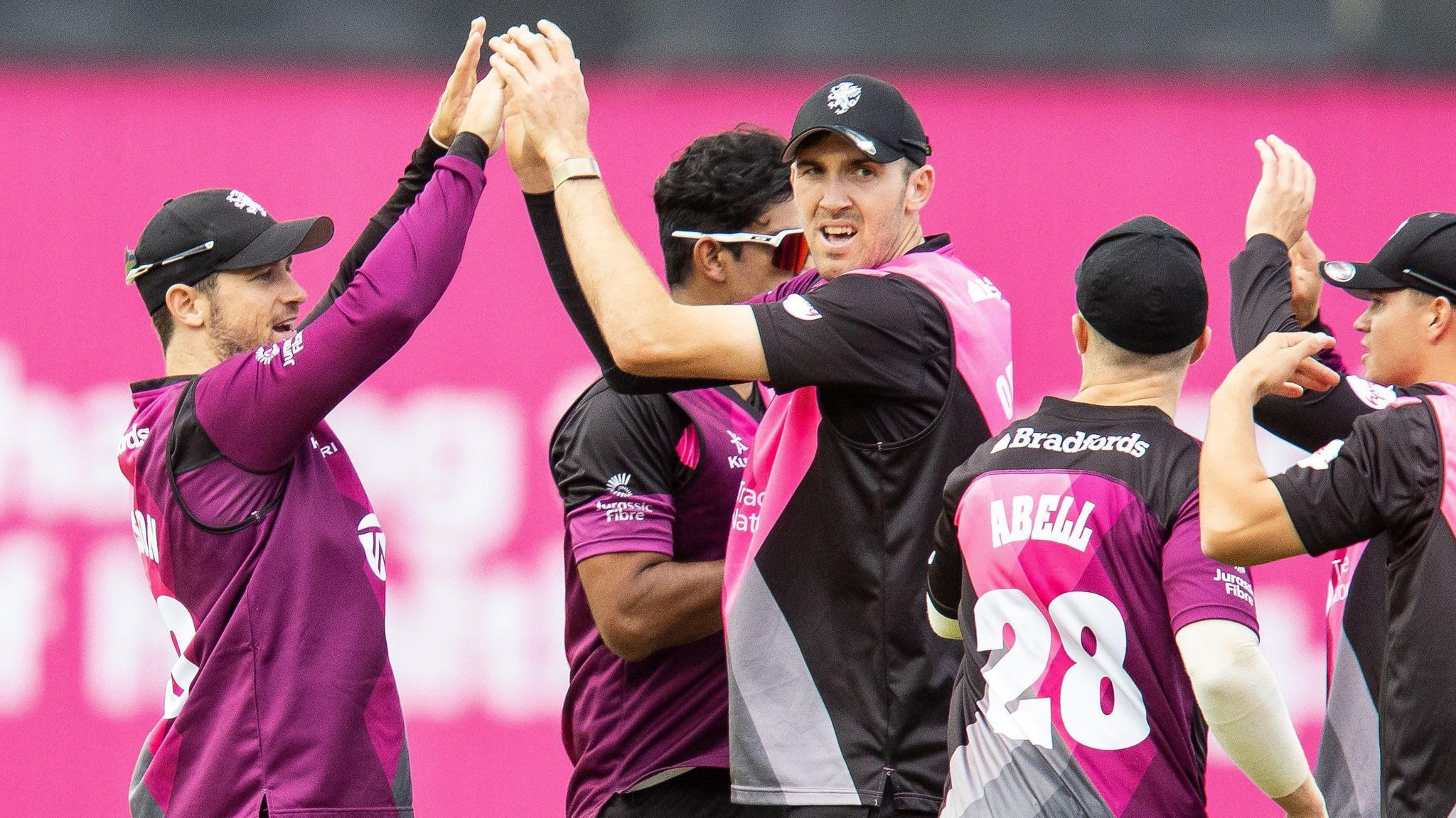 Somerset celebrate a wicket at Finals Day 2023