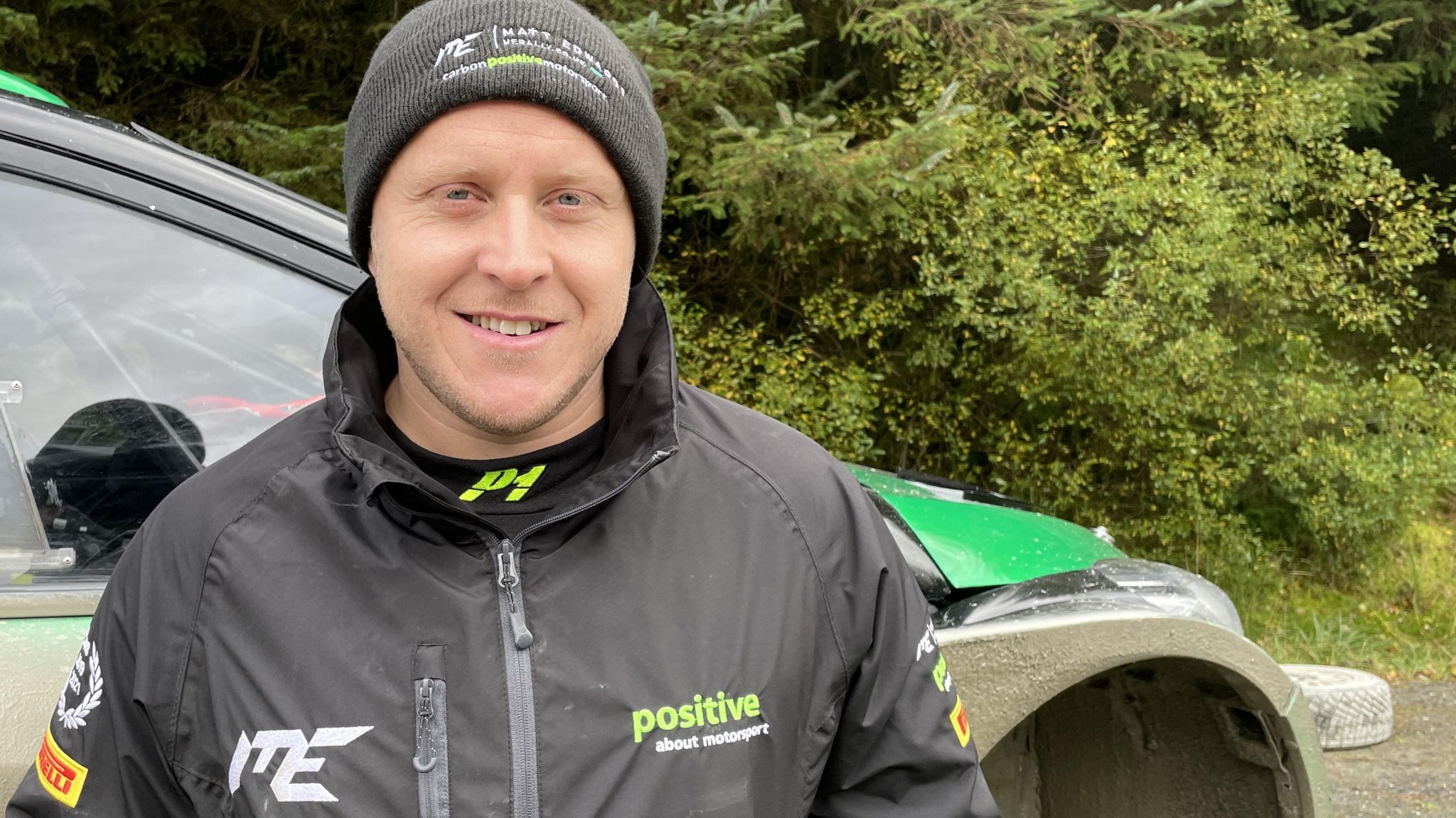 Matt Edwards at Dolwyddelan service area for Cambrian Rally 2022