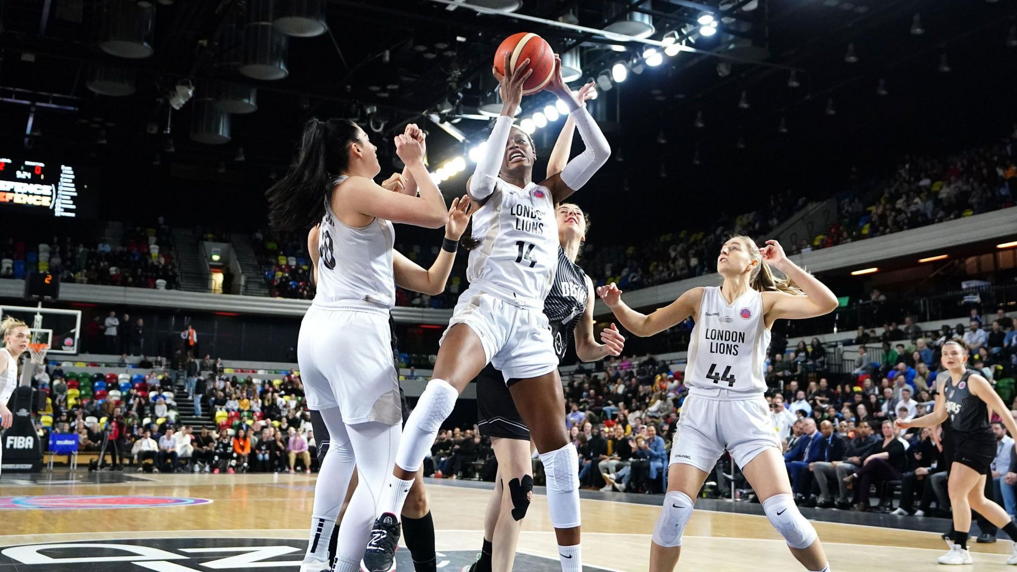 Temi Fagbenle wins the ball for London Lions 