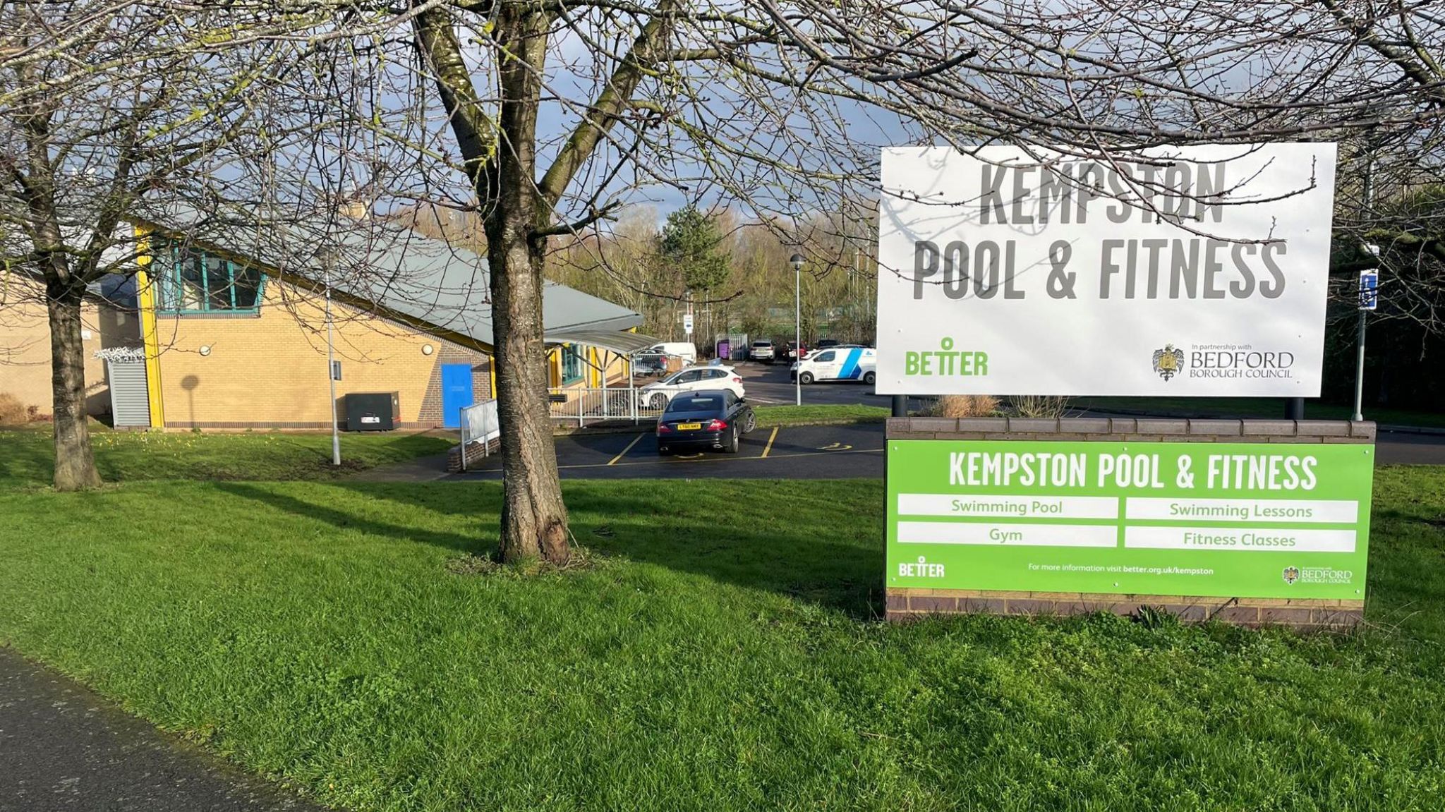 A view of Kempston Pool from the road