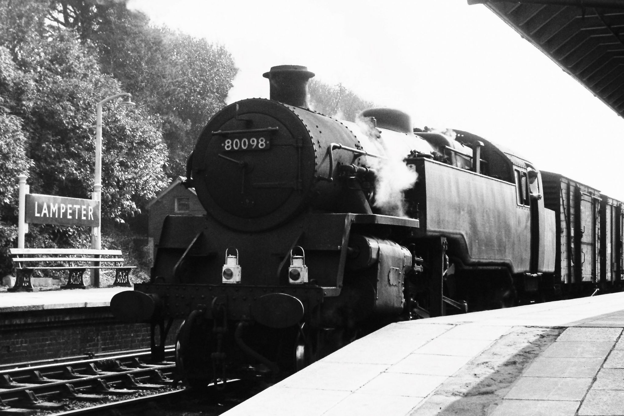 North-bound goods train at Lampeter in 1964