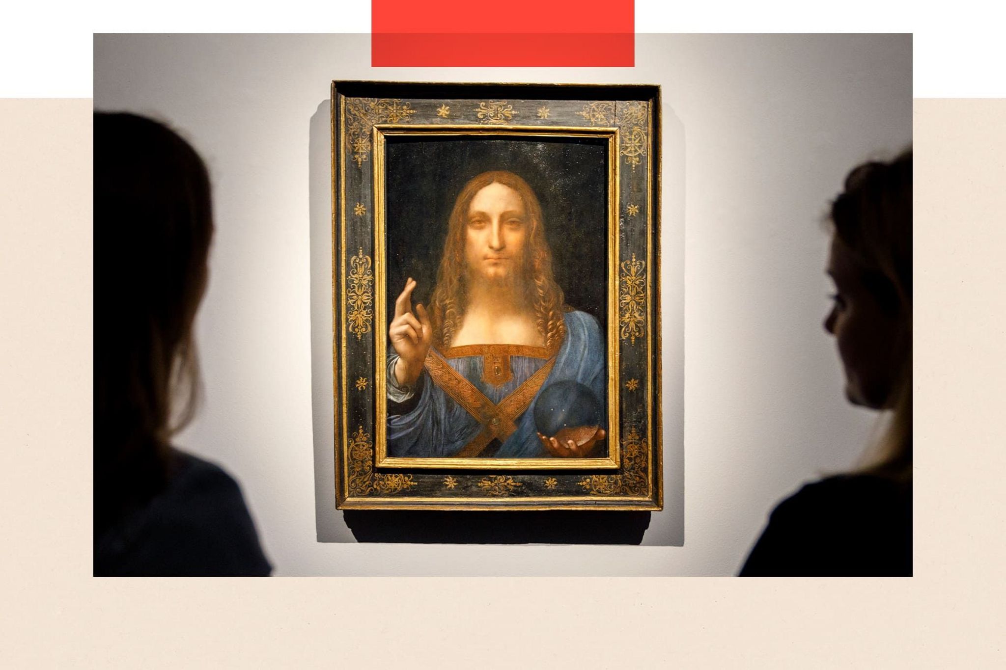 Salvator Mundi by Italian artist Leonardo da Vinci at Christie's auction house in London