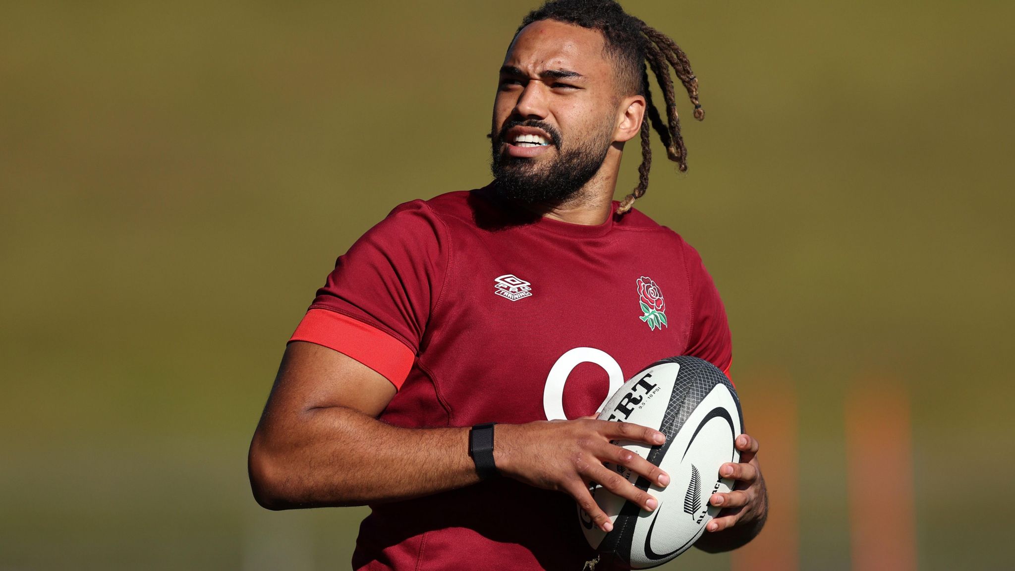 Chandler Cunningham-South carries a shot during an England training session