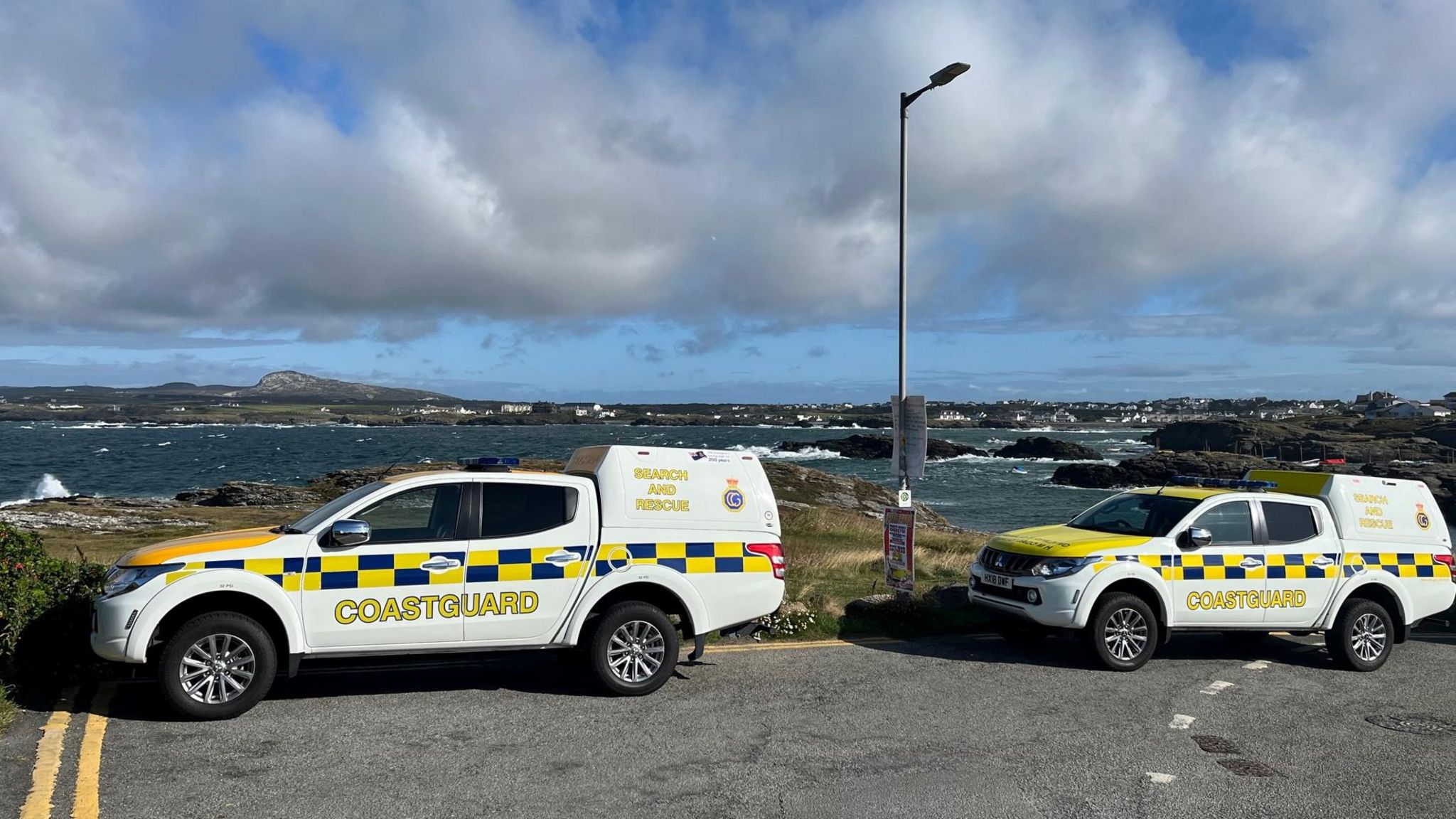 Coastguard vehicles at the scene