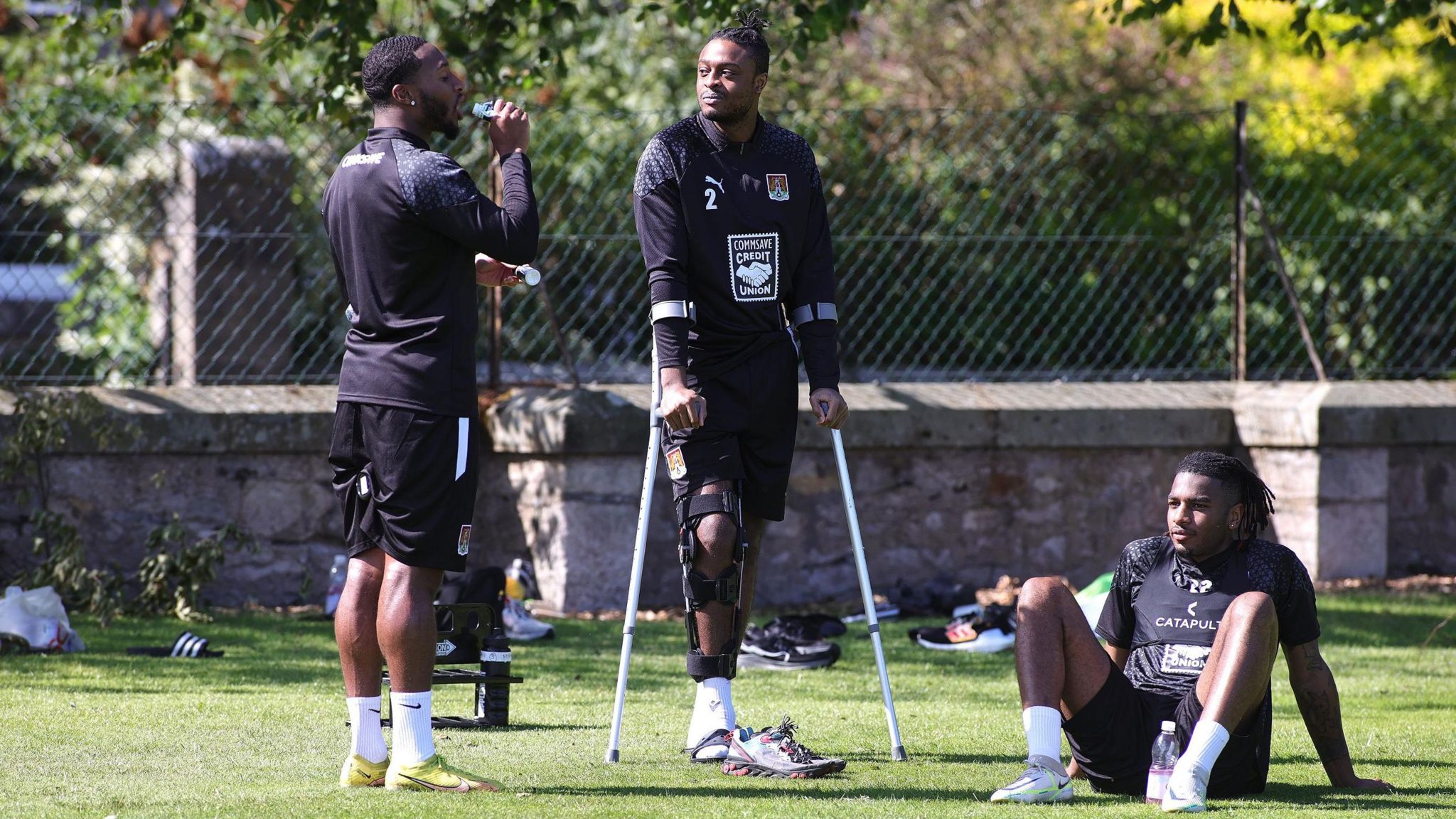 Tyler Magloire on crutches