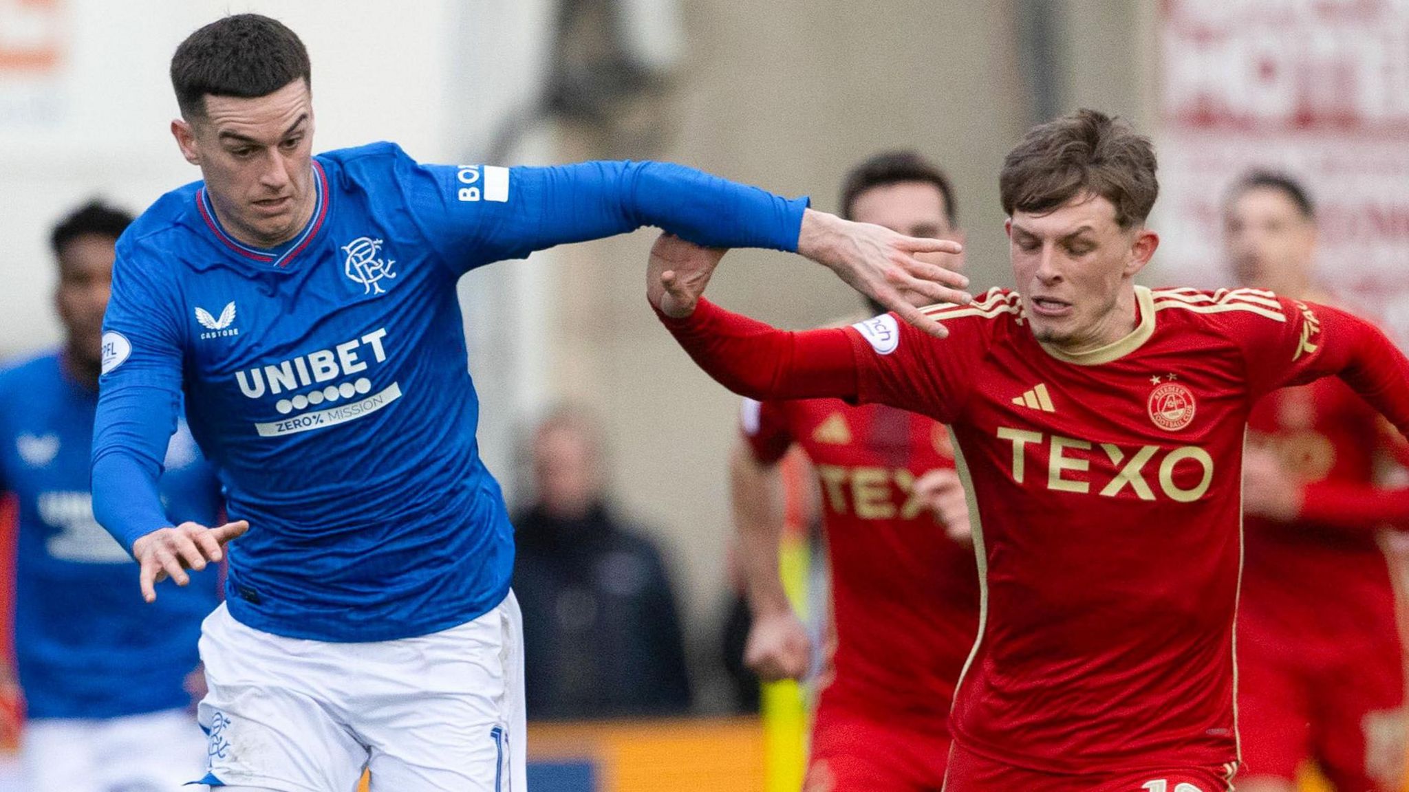 Rangers' Tom Lawrence and Aberdeen's Leighton Clarkson