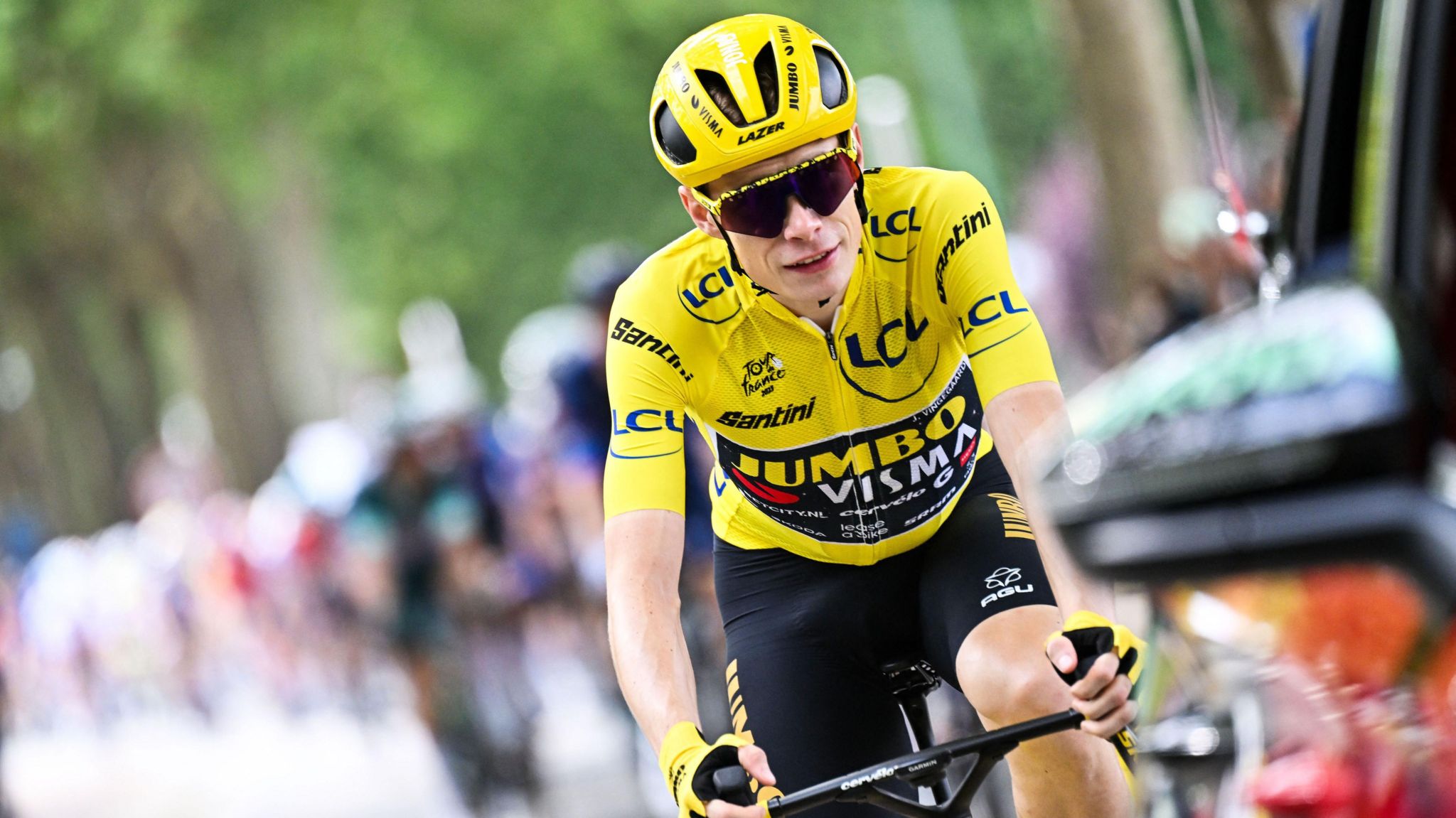 Jonas Vingegaard riding at the Tour de France