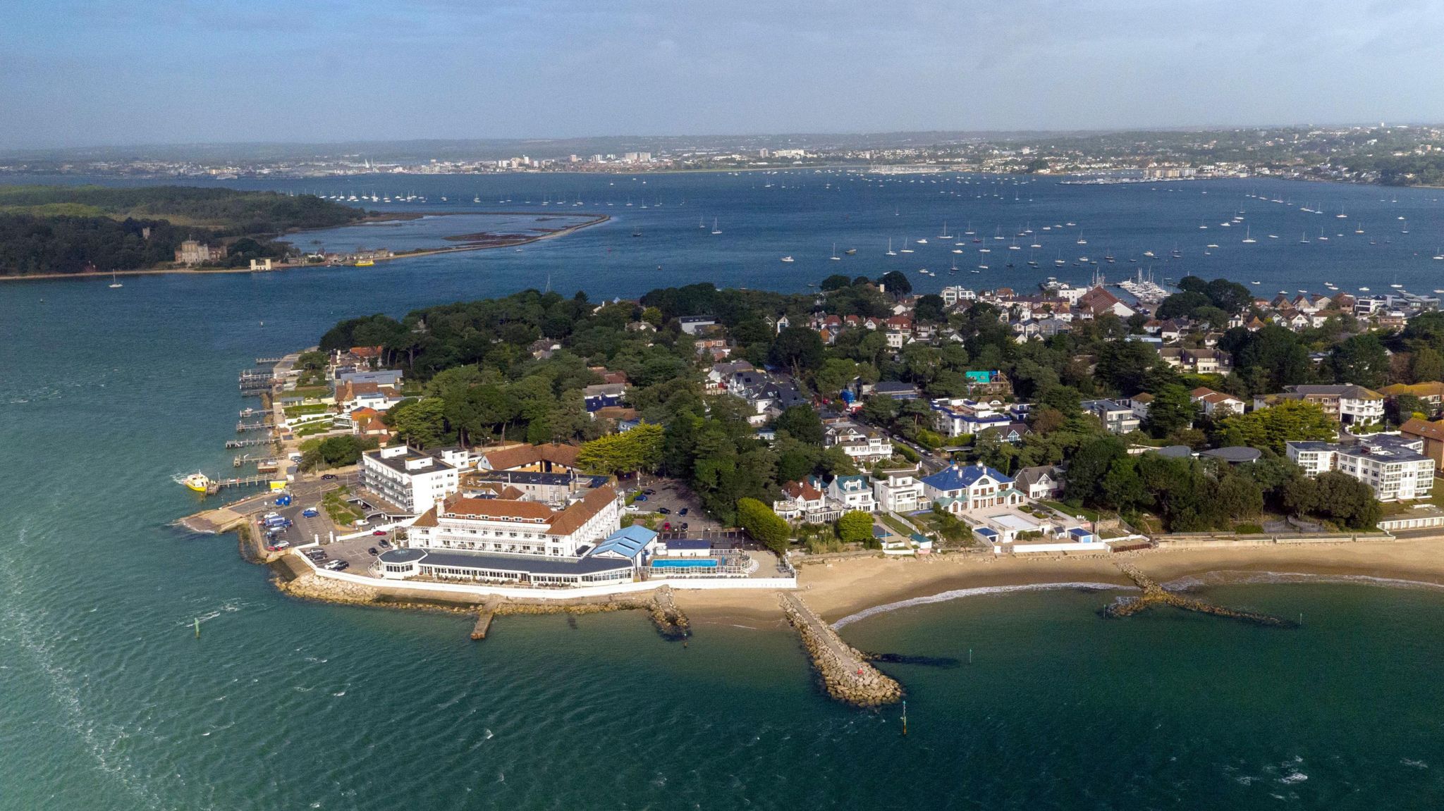 An aerial view of Sandbanks