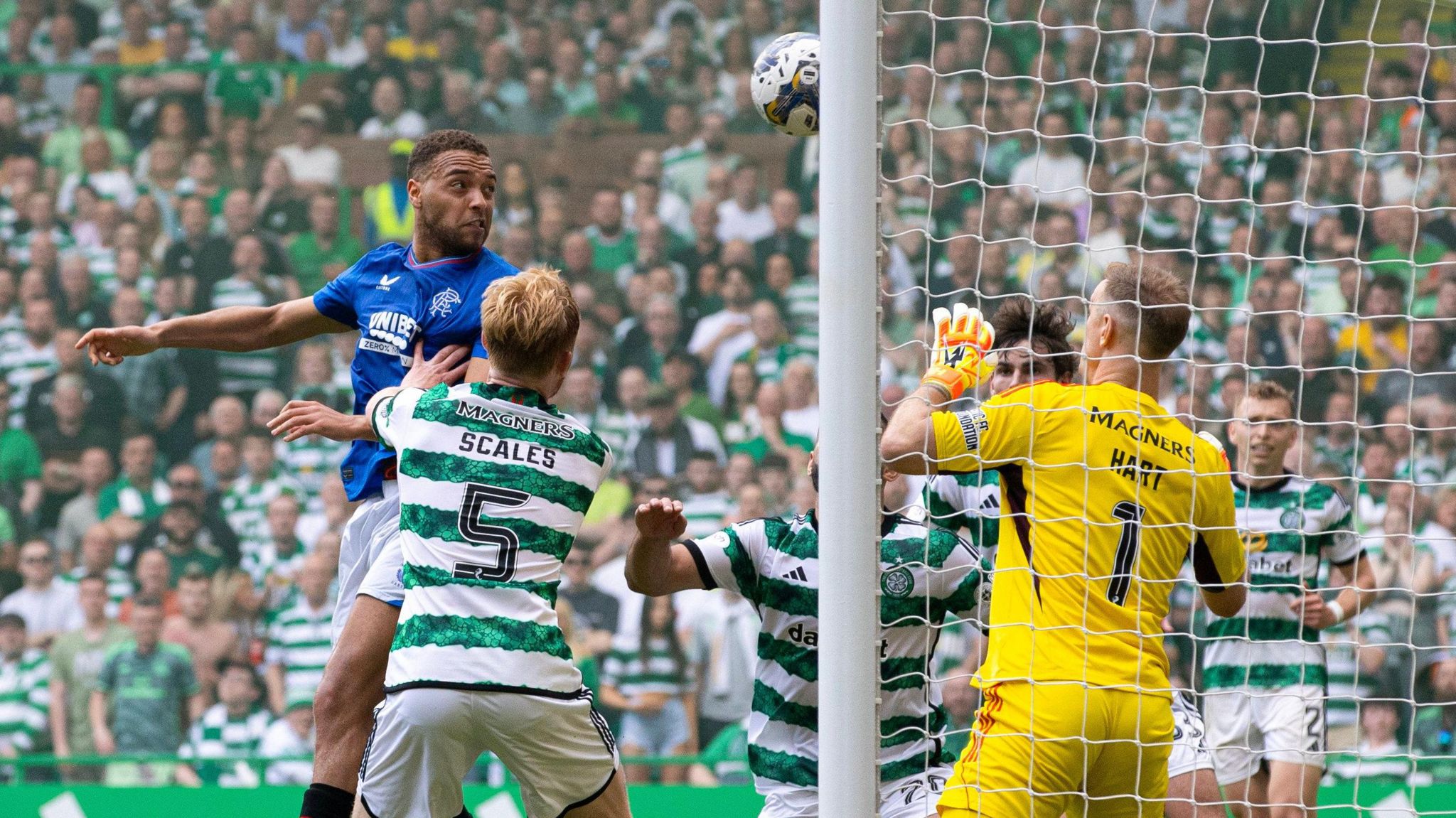 Cyriel Dessers scores for Rangers against Celtic