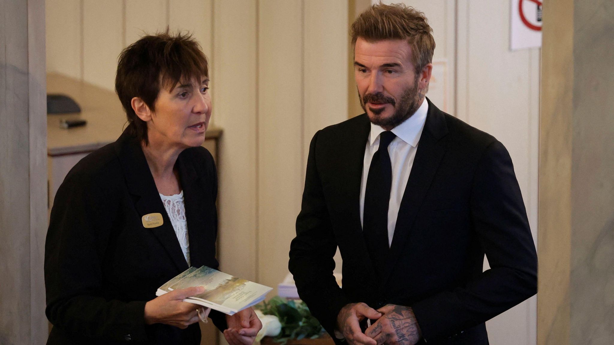 David Beckham arrives at the funeral