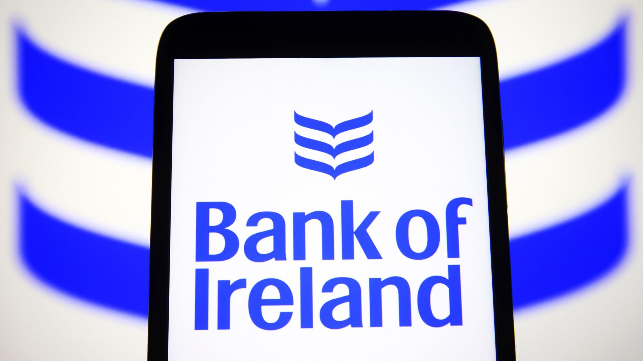 Bank of Ireland logo on a mobile phone