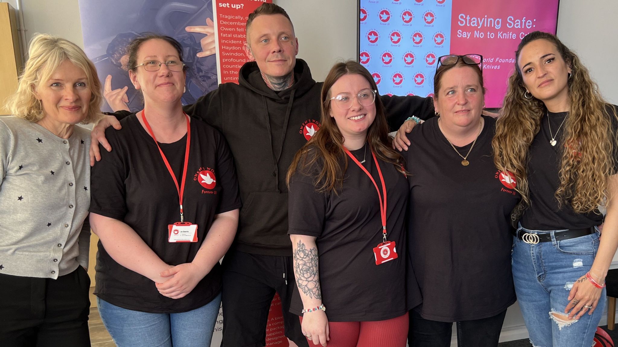 St Luke's Principle with members of Owen's World standing together after the knife crime awareness session