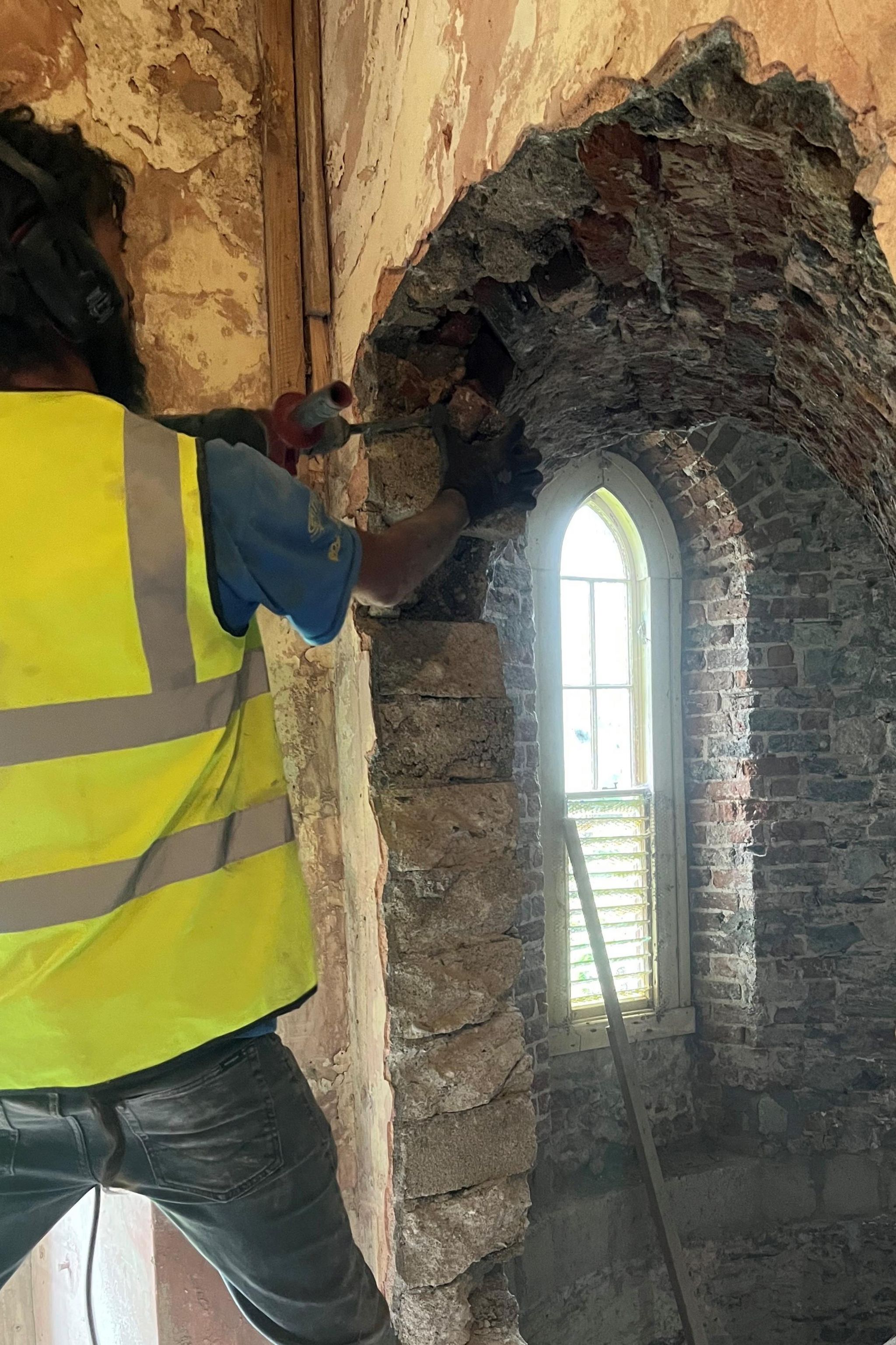 Worker and secret room at Johnstown Castle 