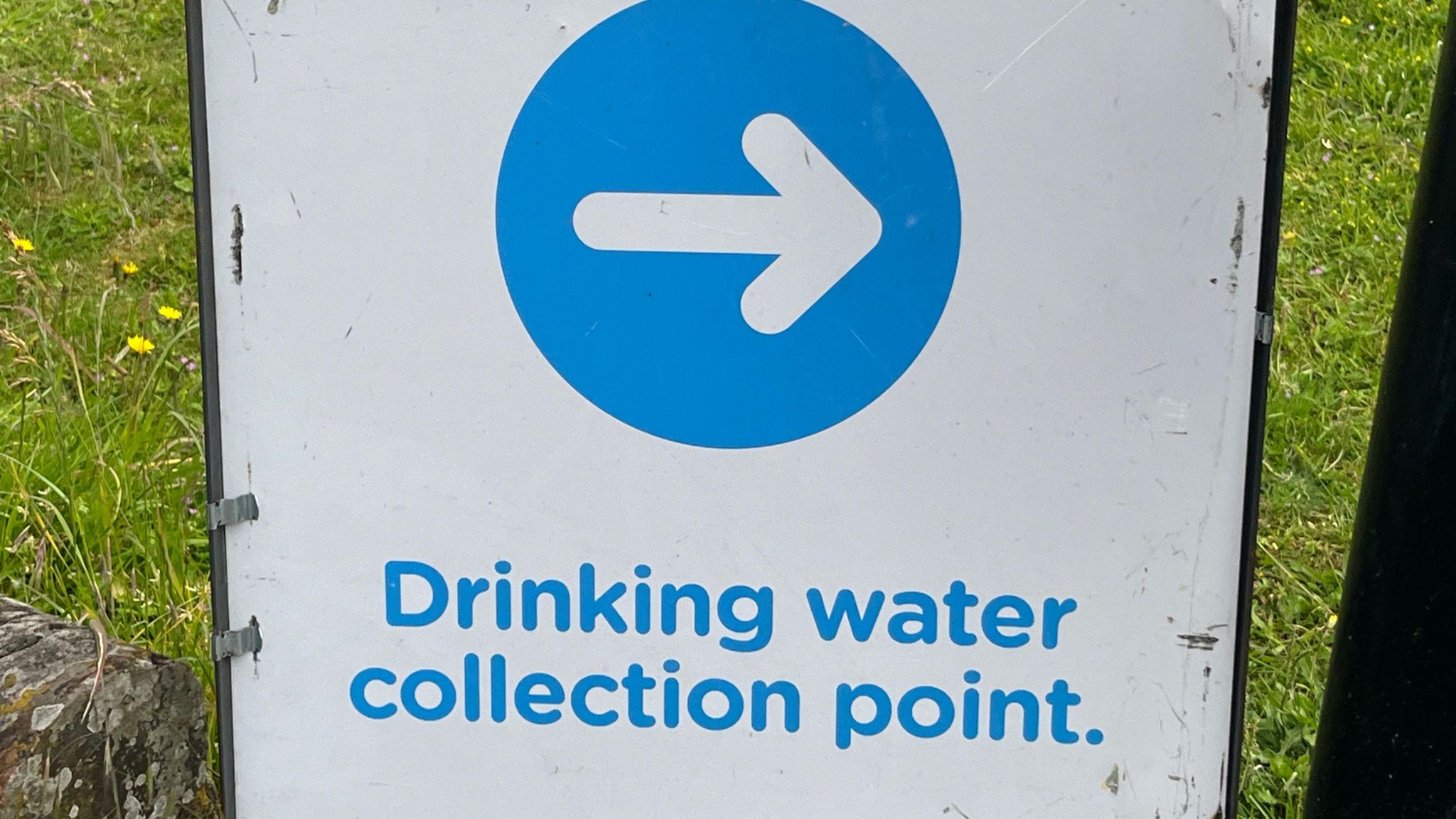 A drinking water collection point sign in Bramley