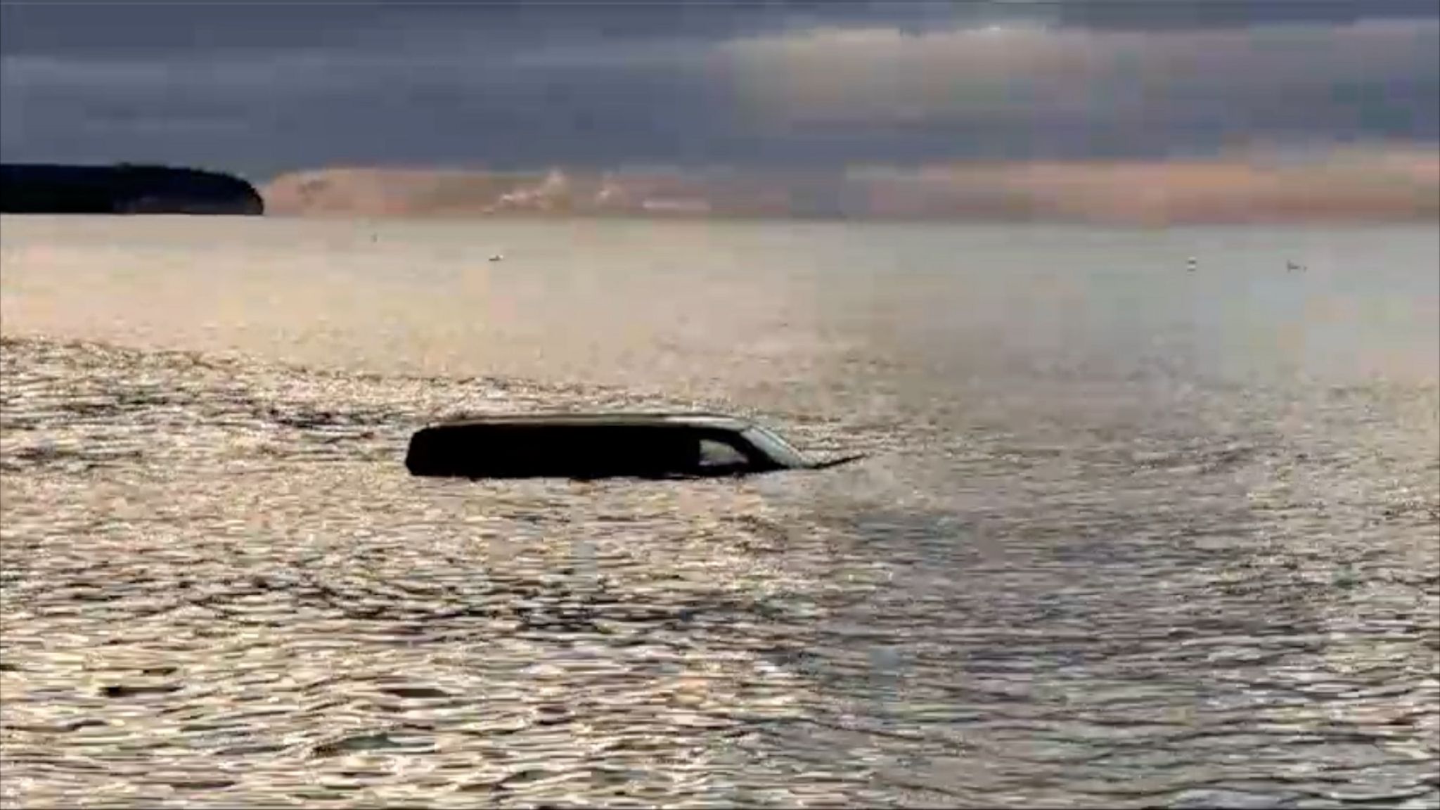 Van in sea