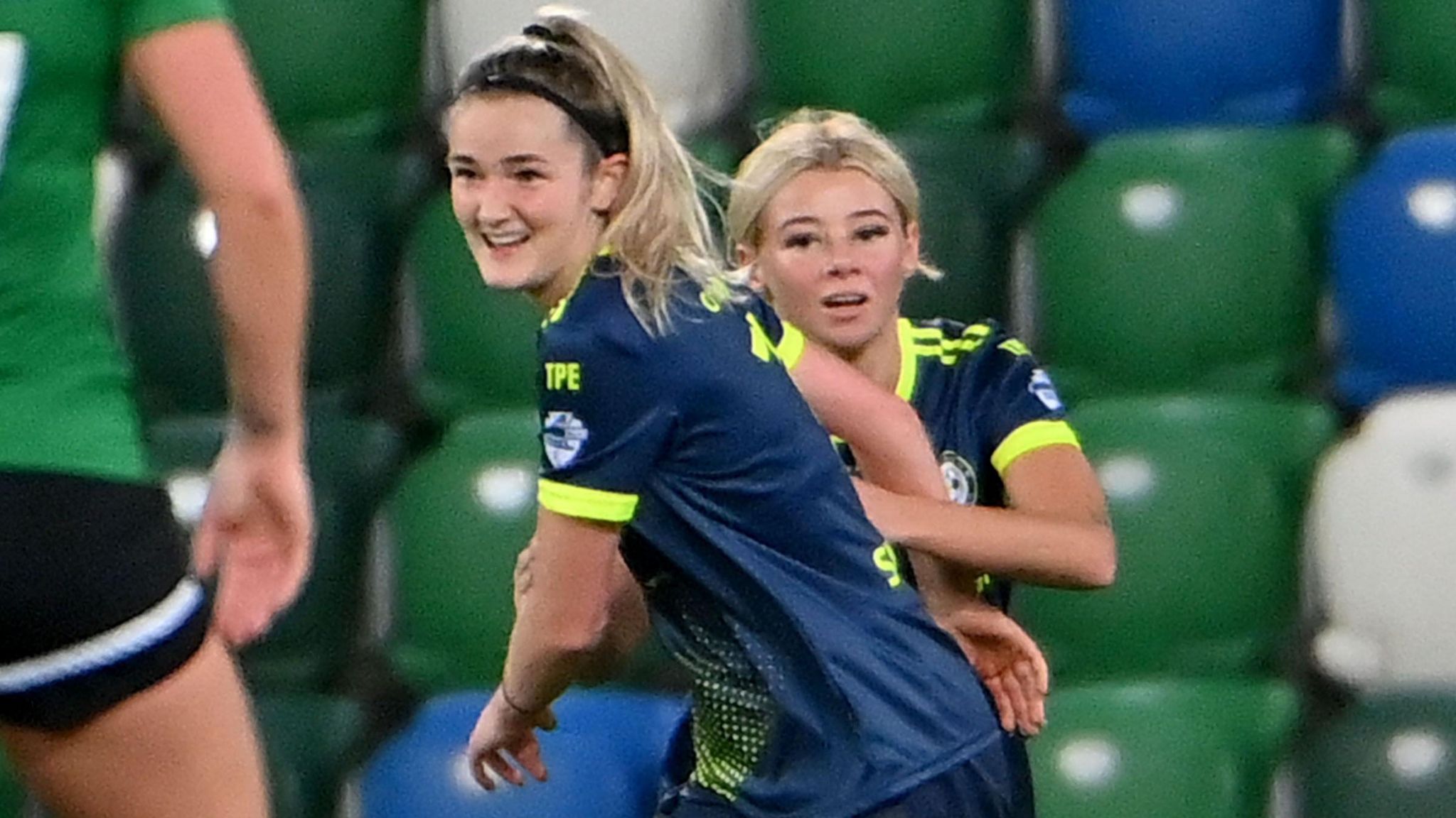 Tara O'Connor celebrates scoring a goal