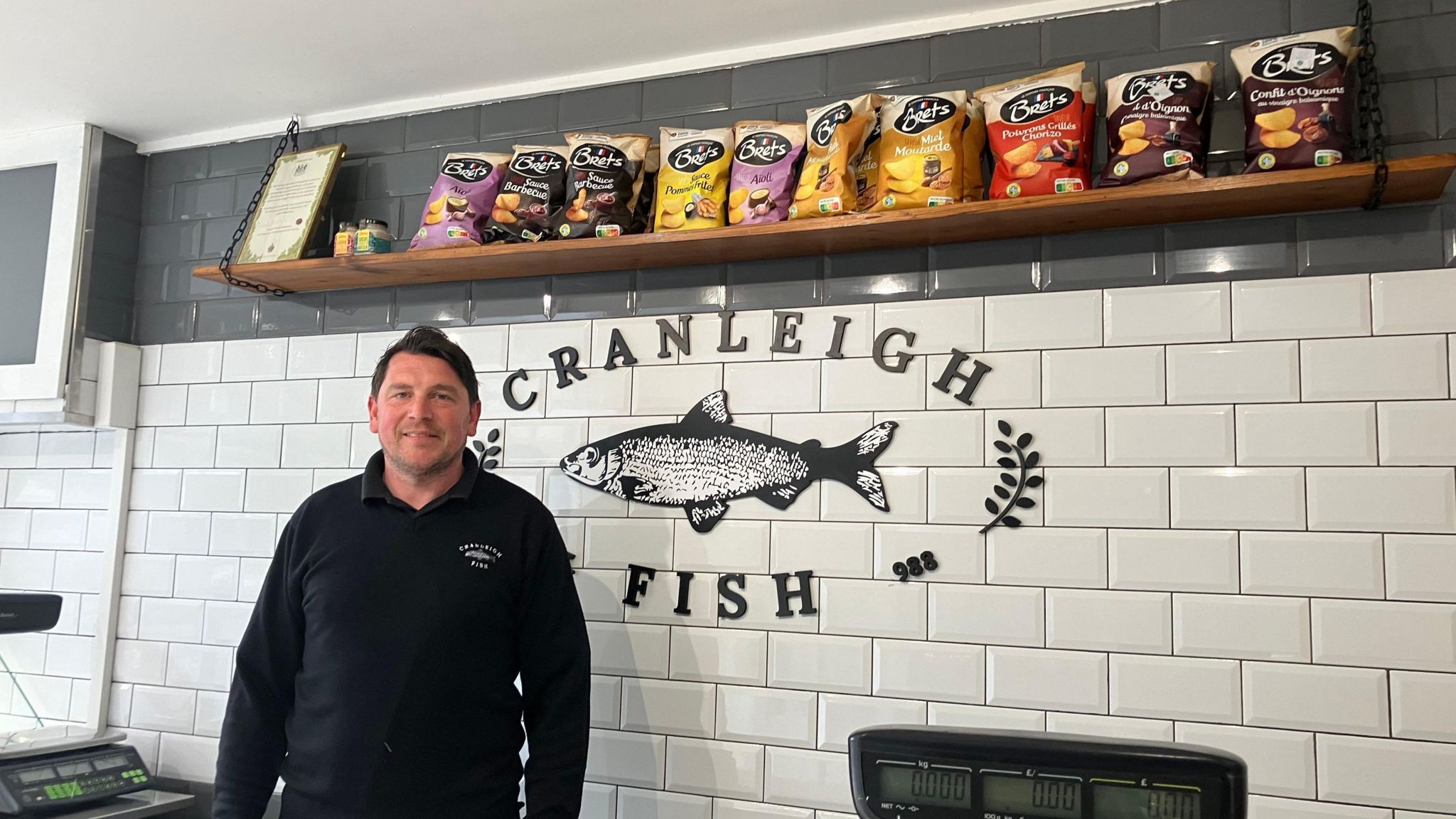 Fishmonger Steve Duffell inside Cranleigh Fish shop