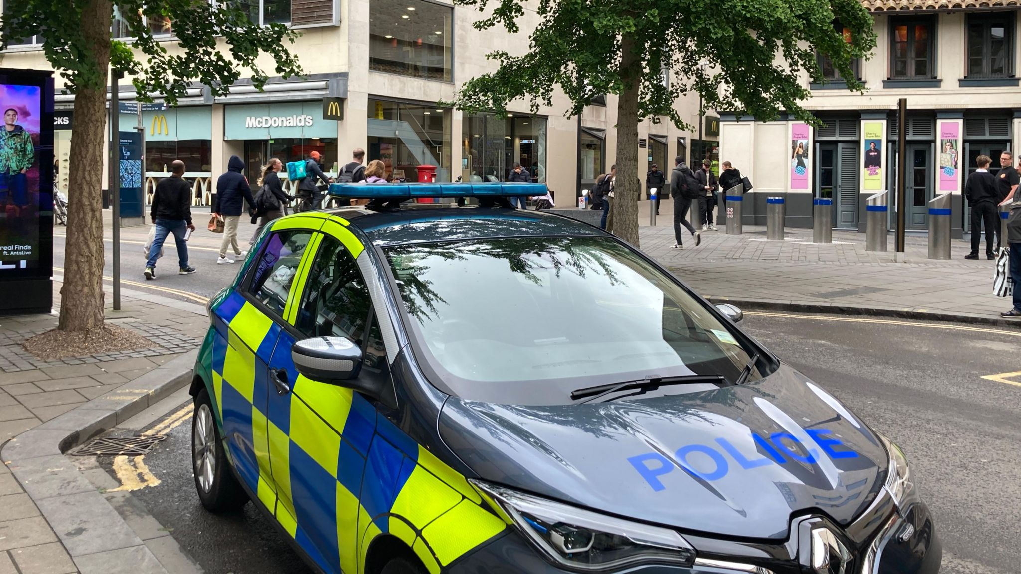 Police car in Bristol city centre