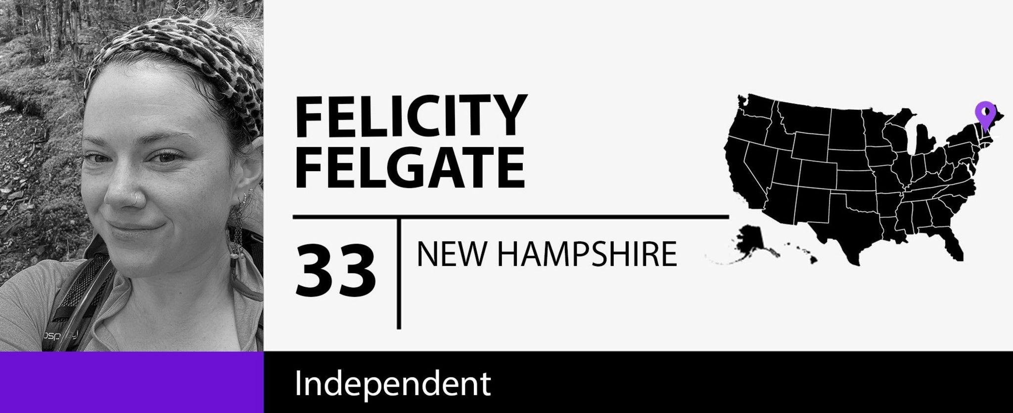 Graphic of independent voter Felicity Felgate, 33, of New Hampshire