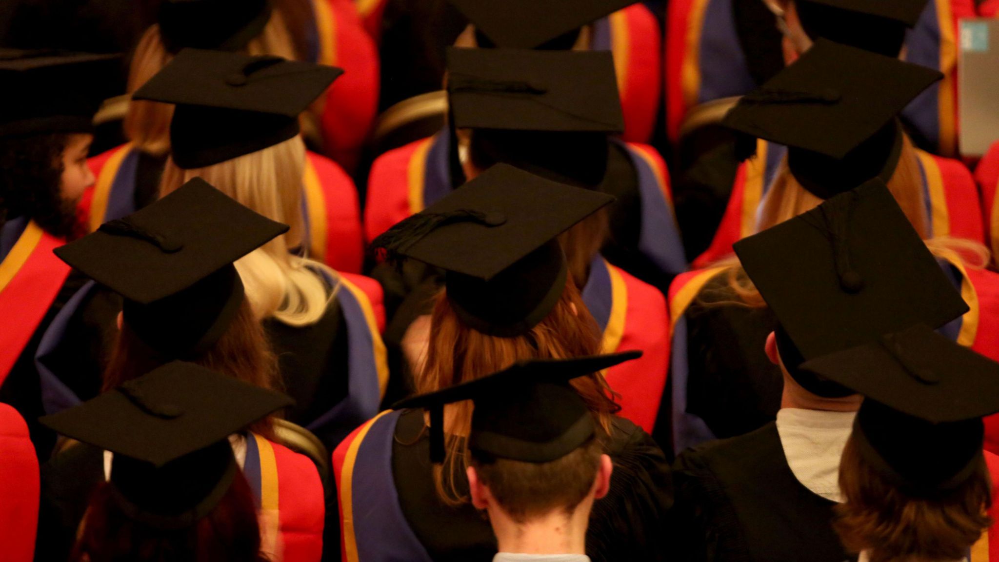 Students at a graduation ceremony at a UK university