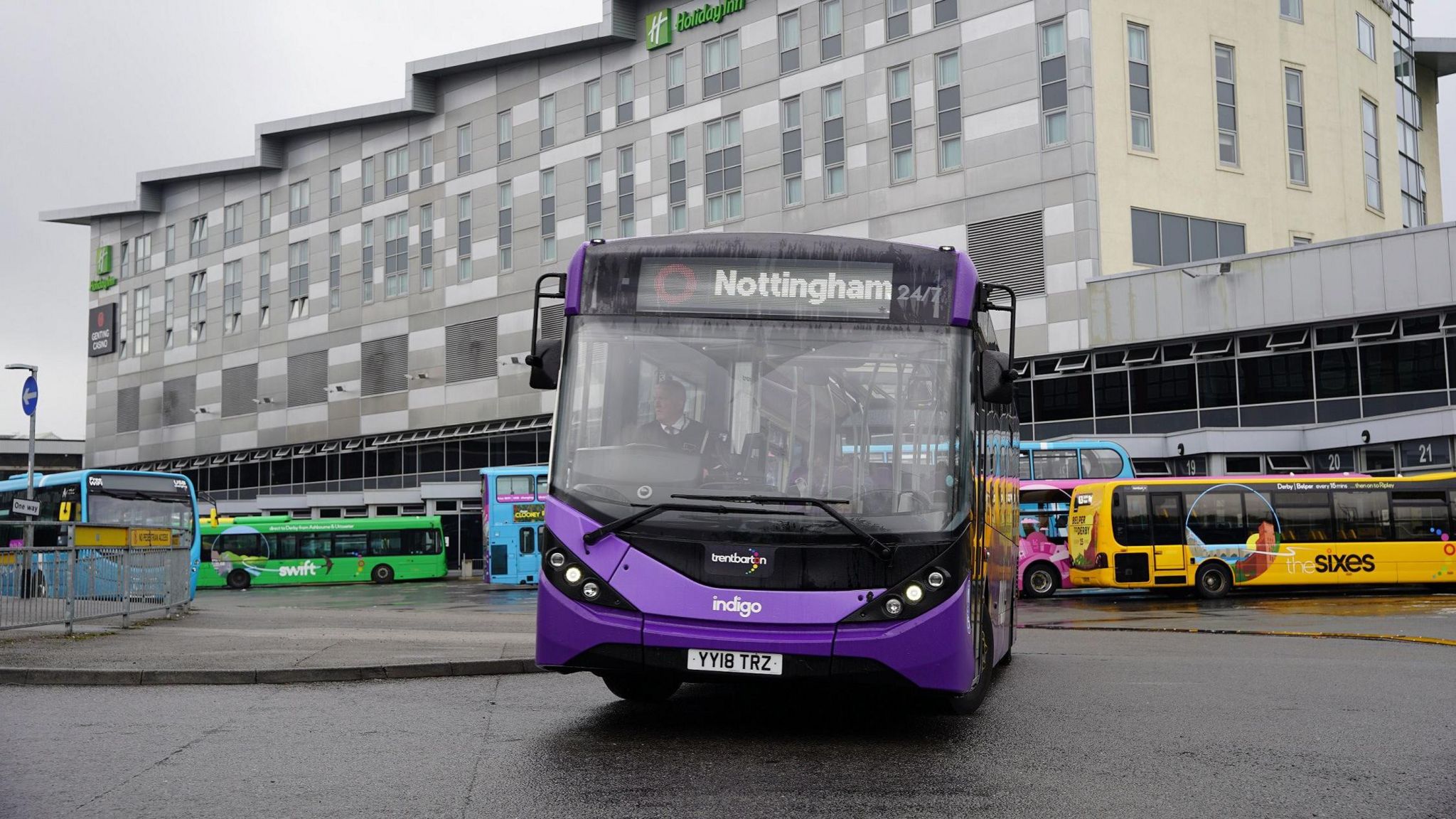 A Trentbarton bus pulling out of Derby Bus Station