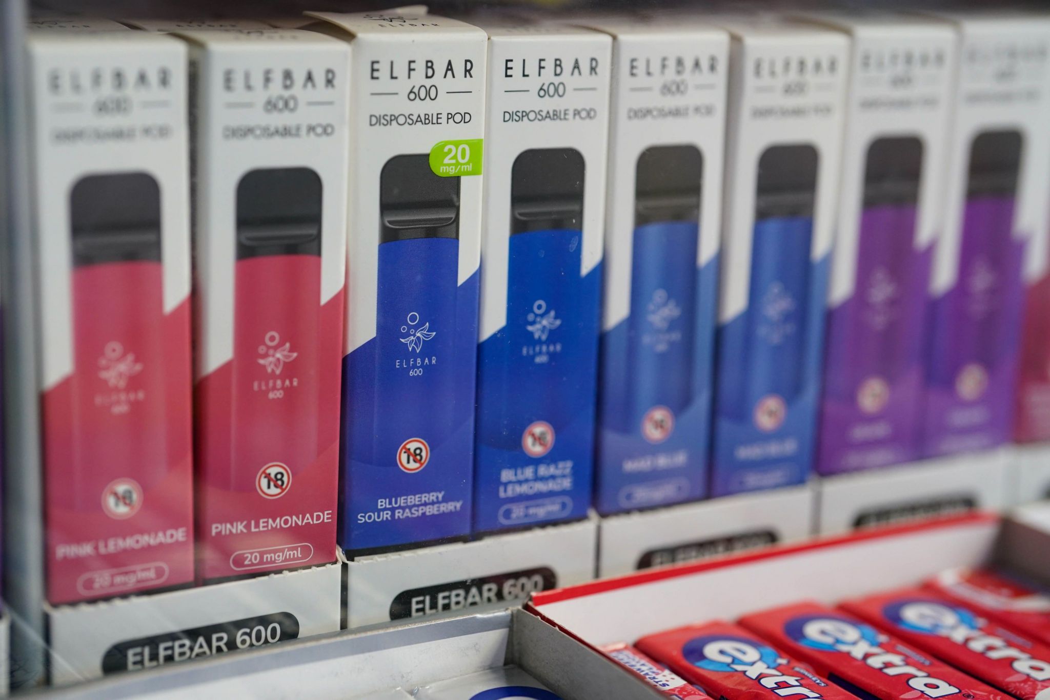 Disposable vapes in a shop 