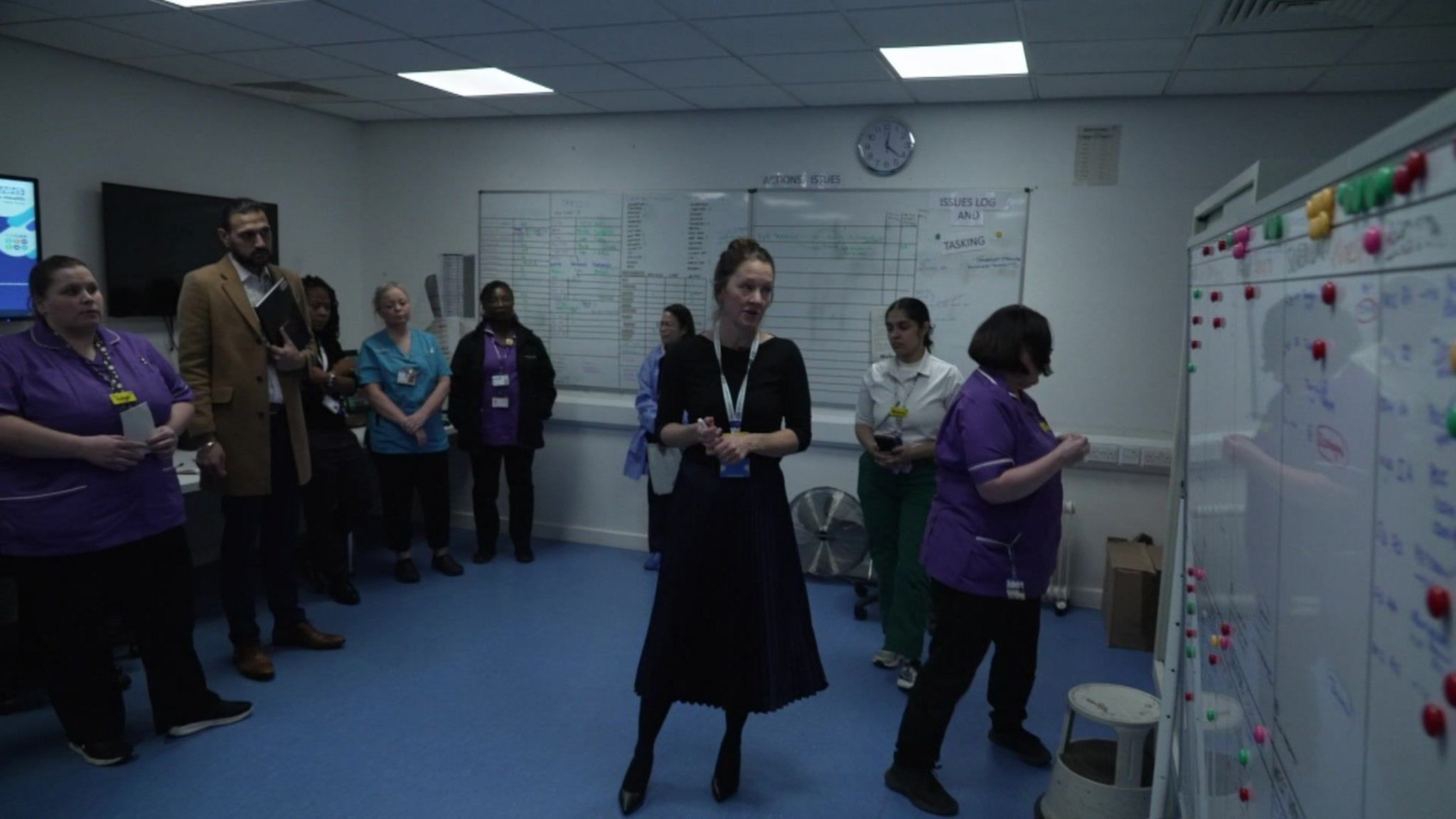 Staff at Newham Hospital meet to discuss bed occupancies
